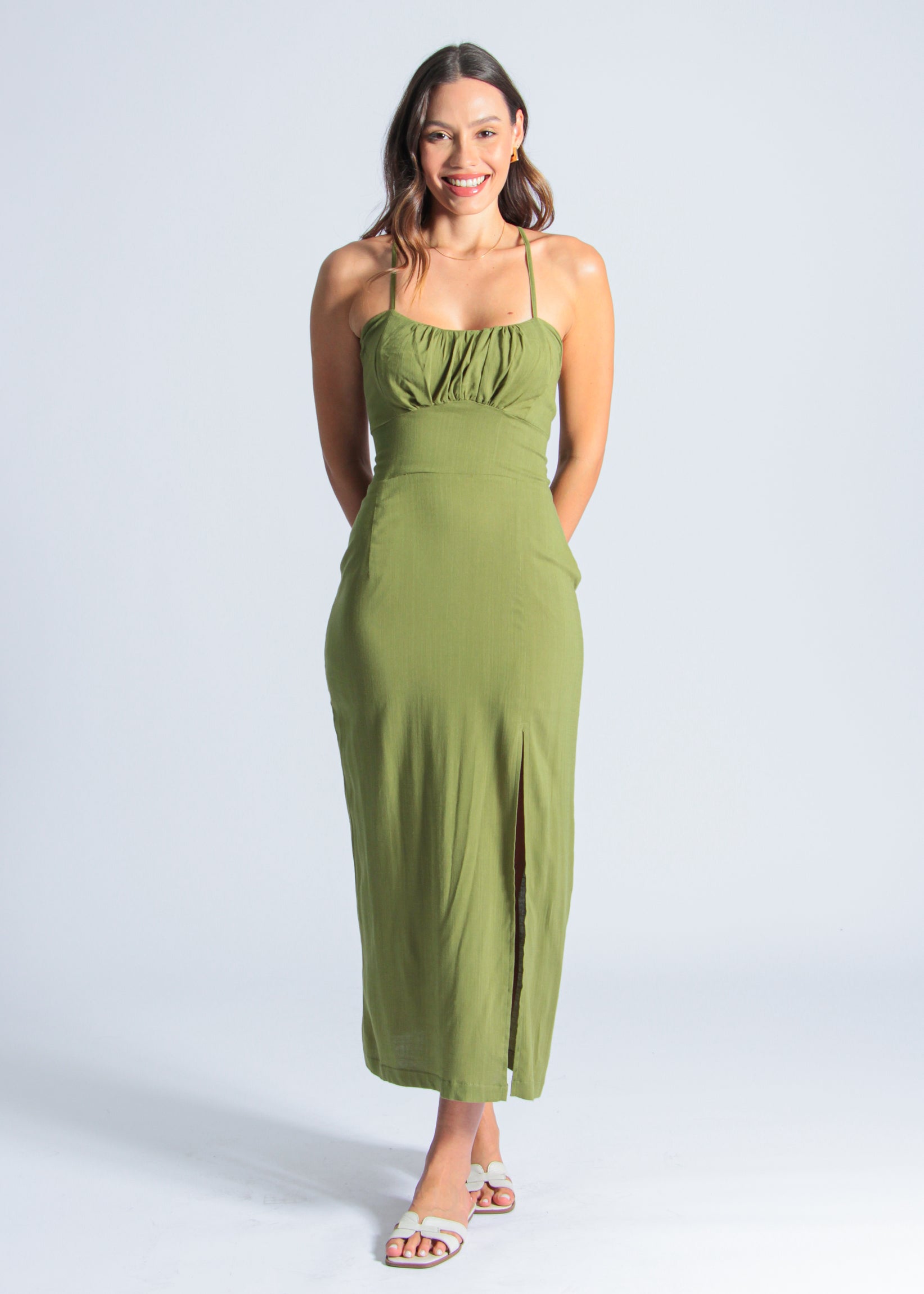 Vestido Midi Fenda - Verde