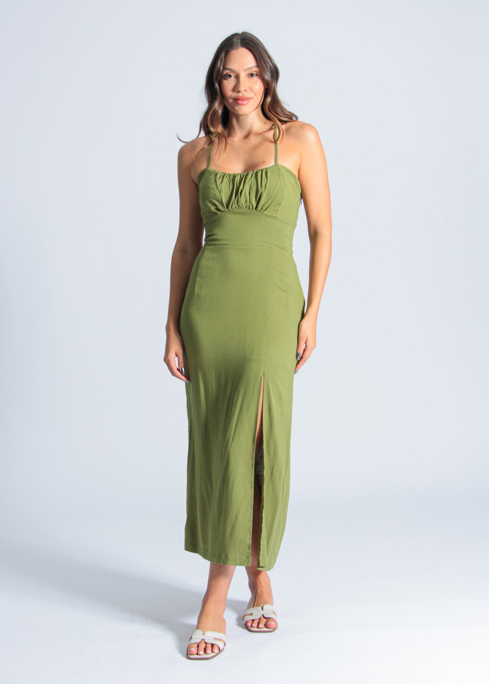 Vestido Midi Fenda - Verde