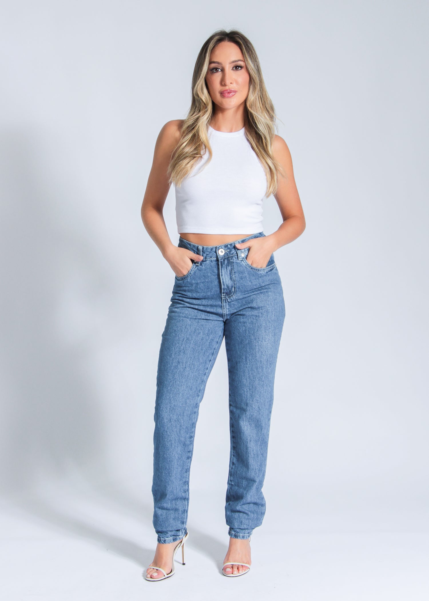 Calça Jeans - Escura Mom Estonada