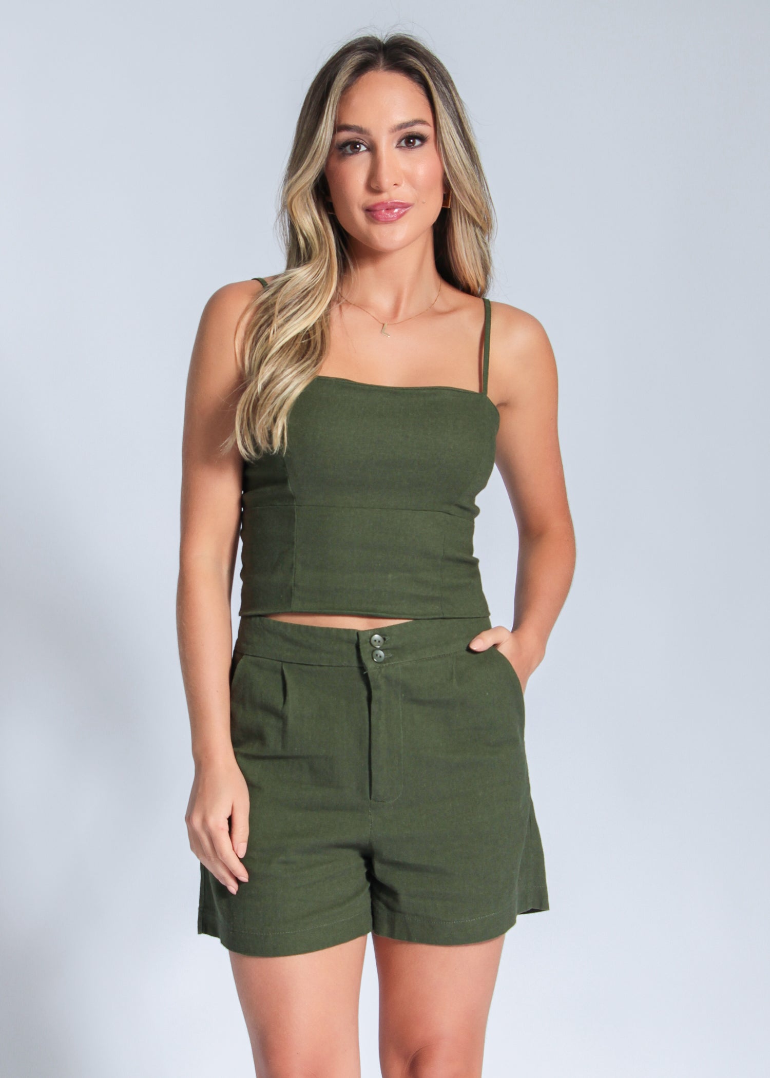 Top Elastex Linho - Verde Militar