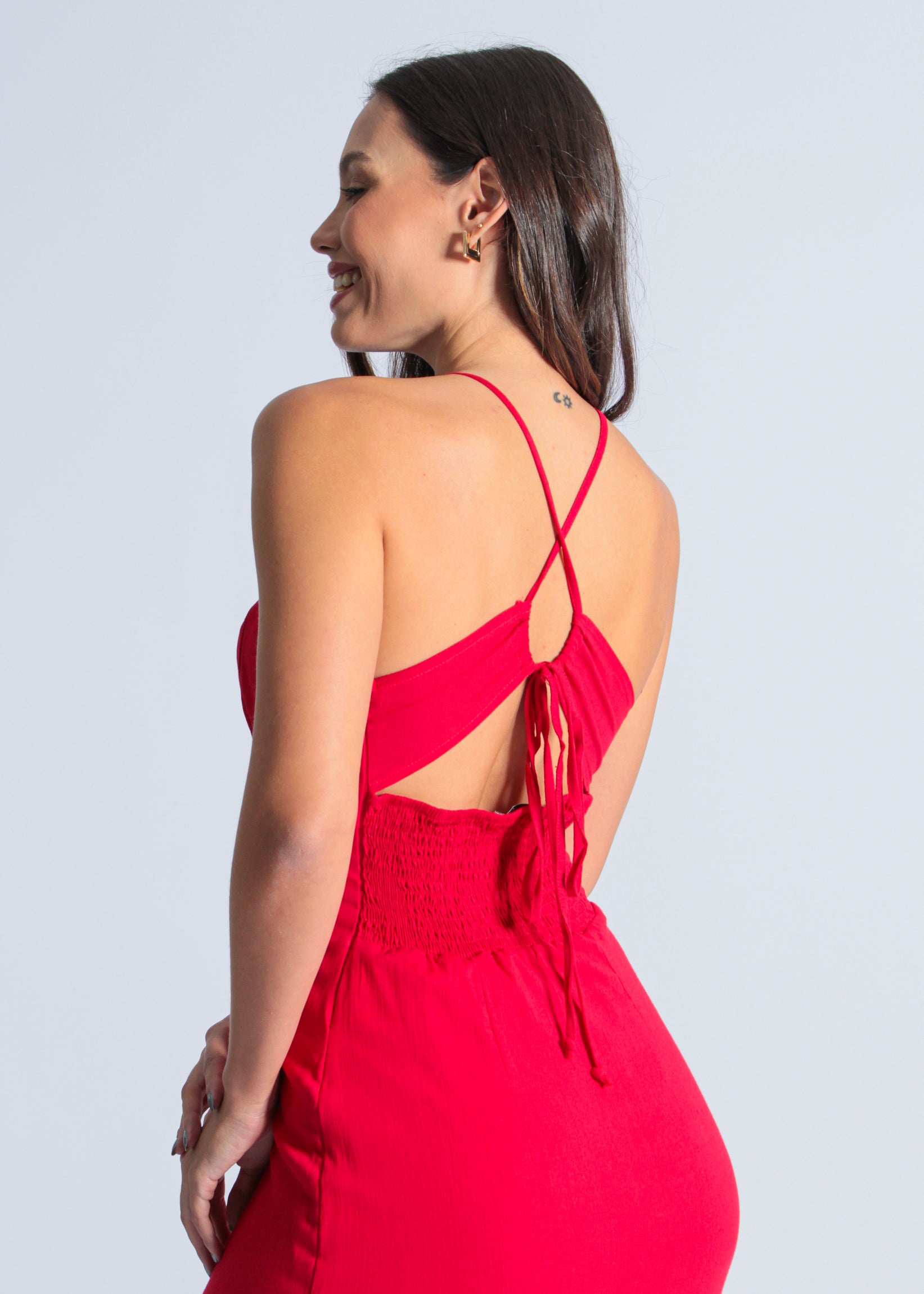 Vestido Midi Fenda - Vermelho