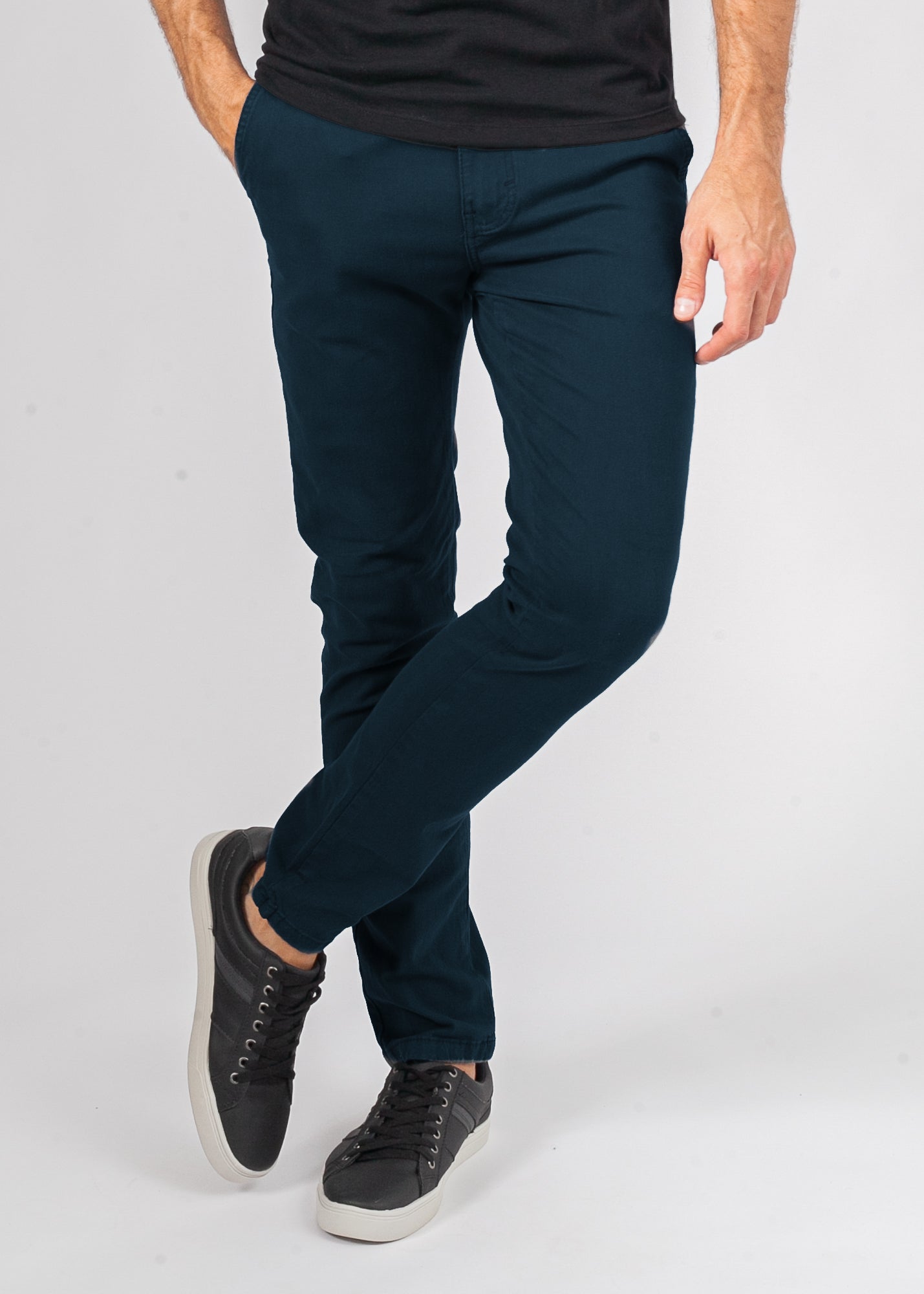 Calça Sarja Bolso Faca - Azul Petróleo