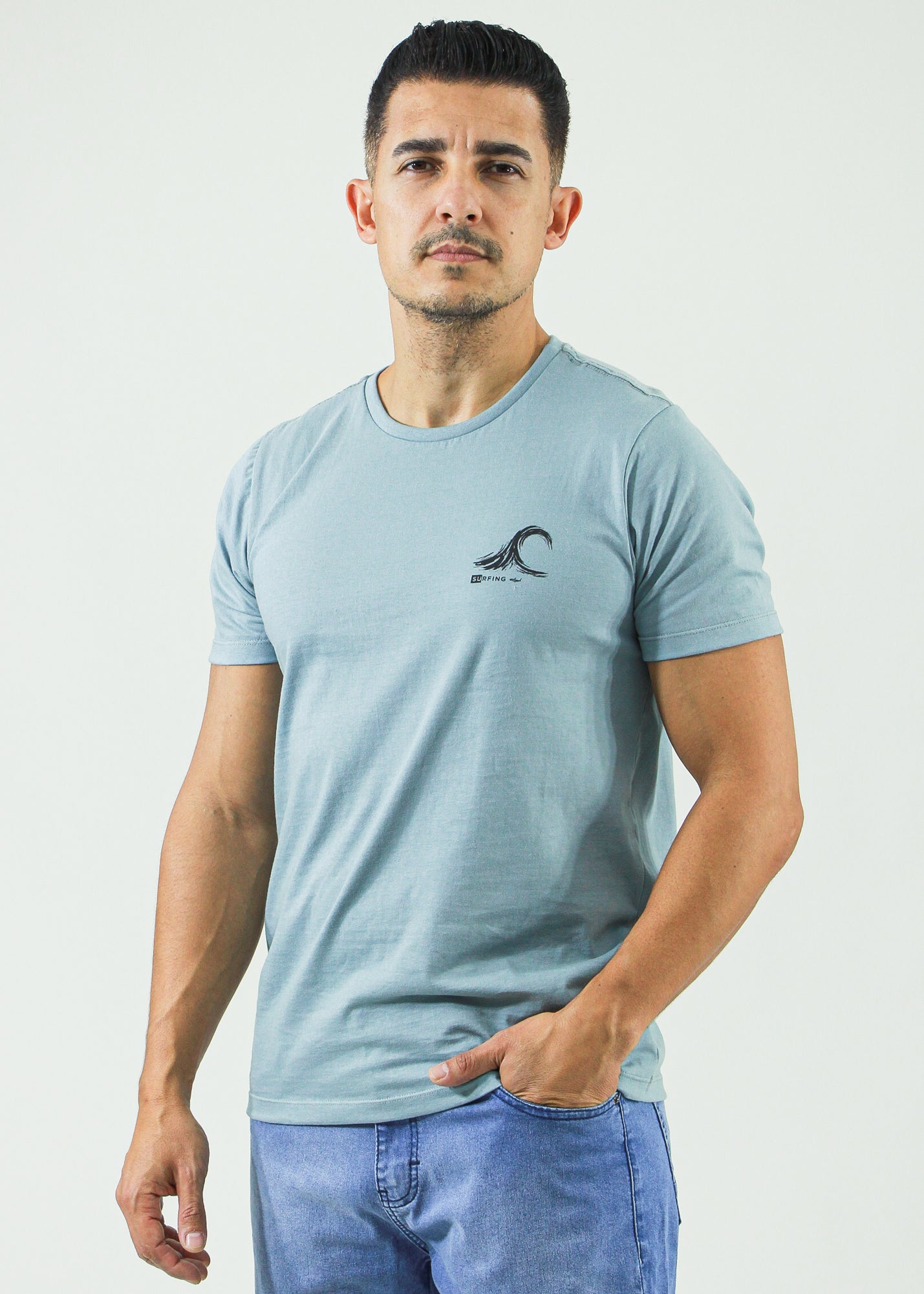 Camiseta Estampada Surfing - Cinza