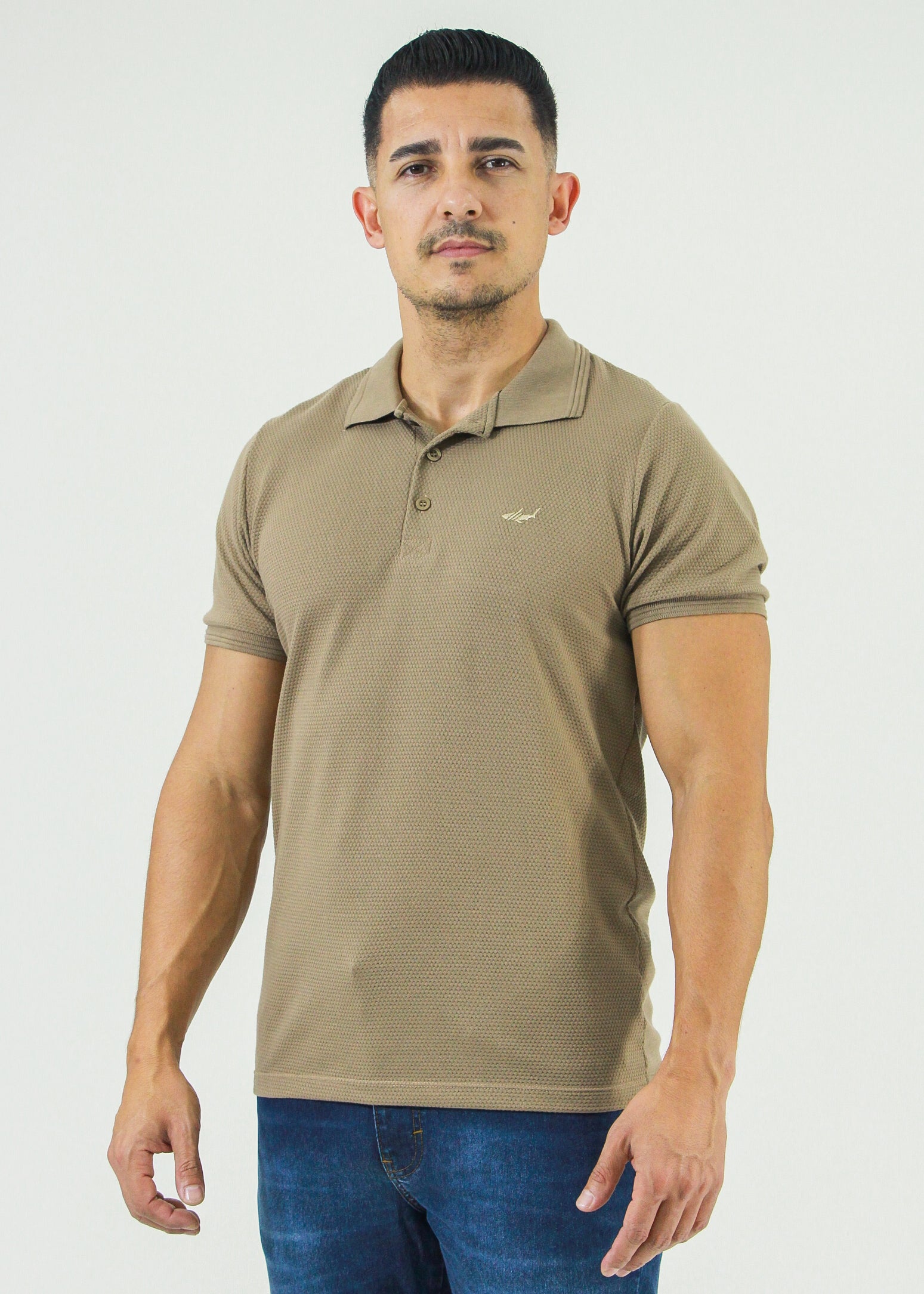 Camisa Polo Colmeia - Caqui