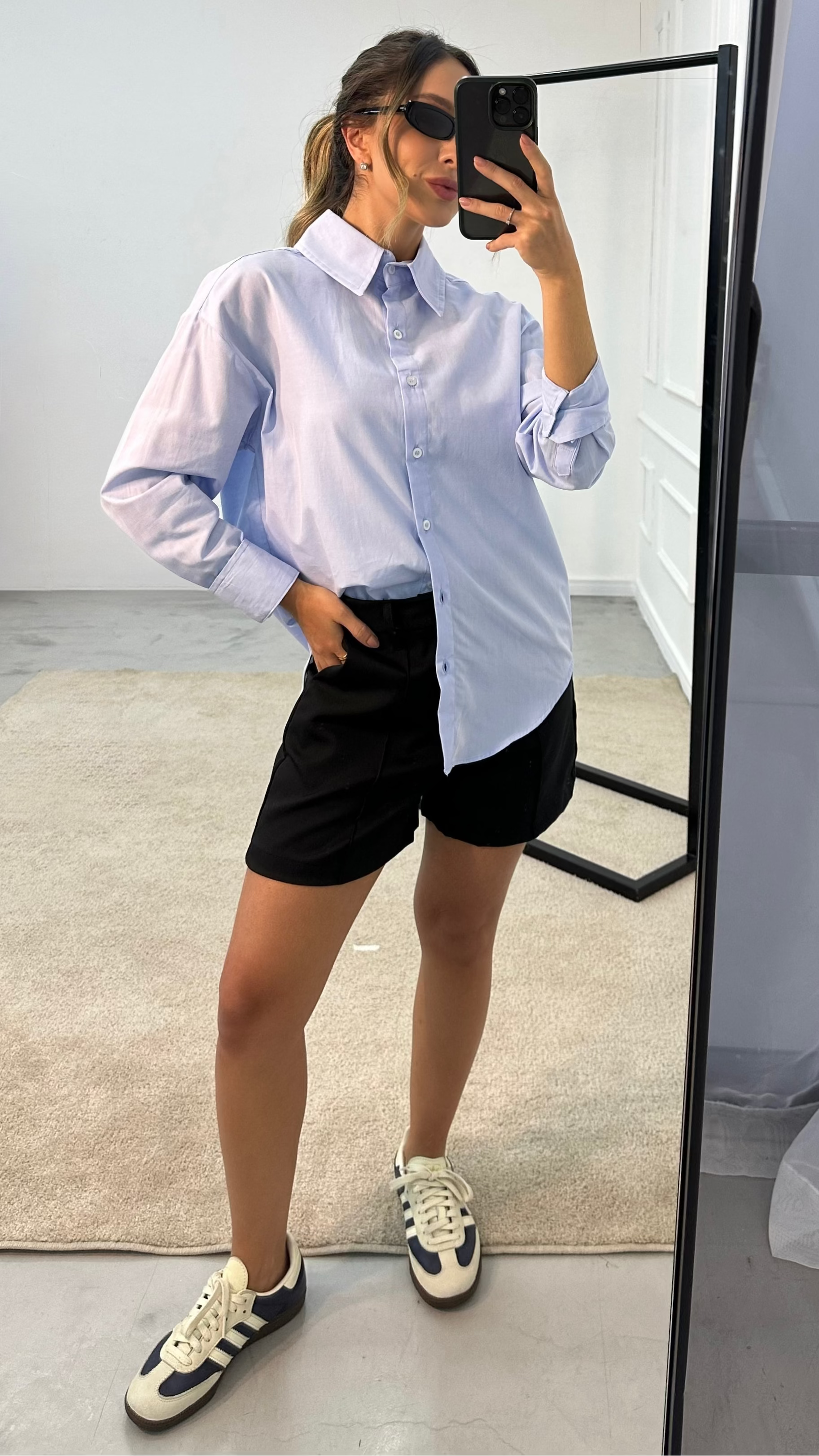 Camisa Manga Longa Oversized - Azul