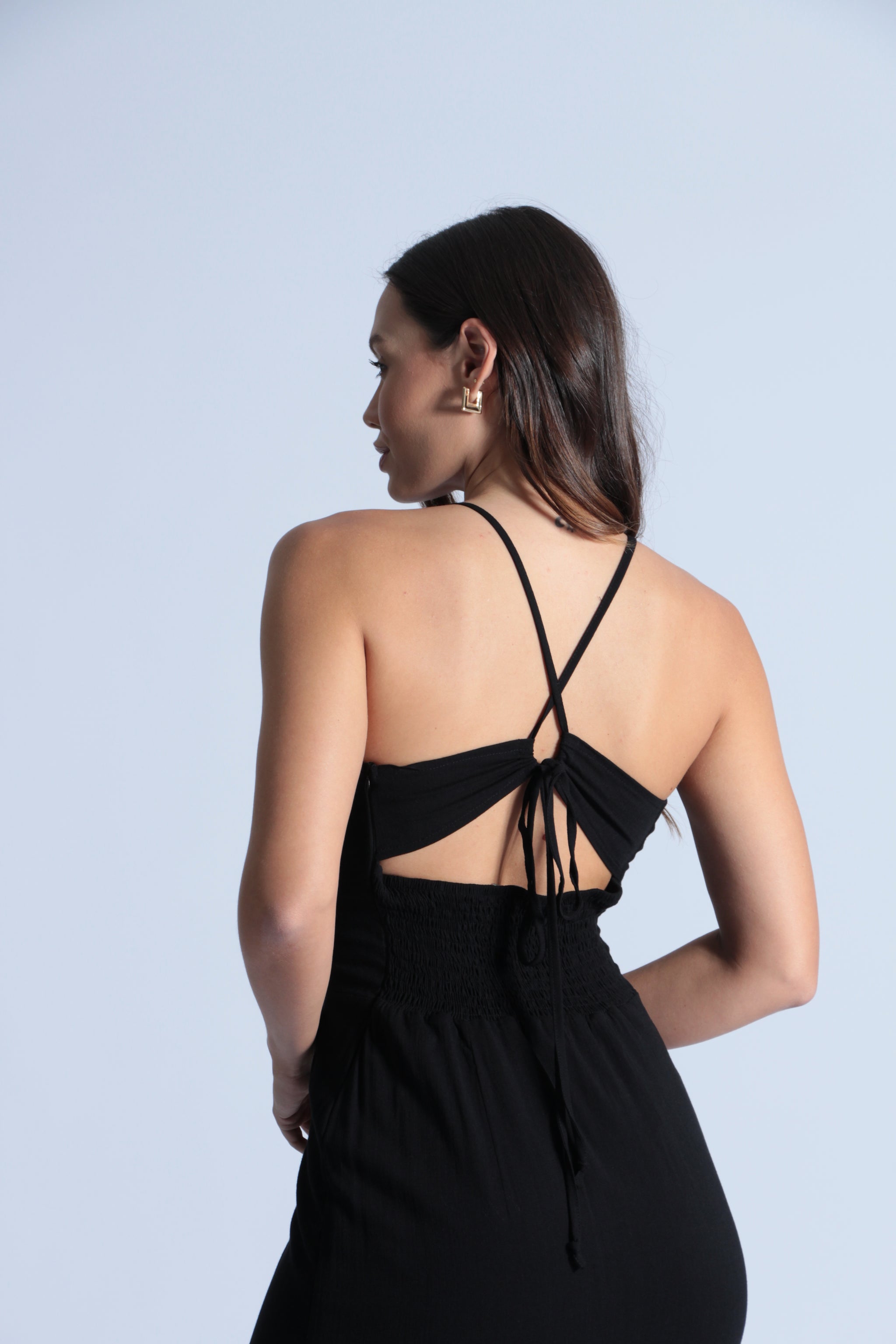 Vestido Midi Fenda - Preto