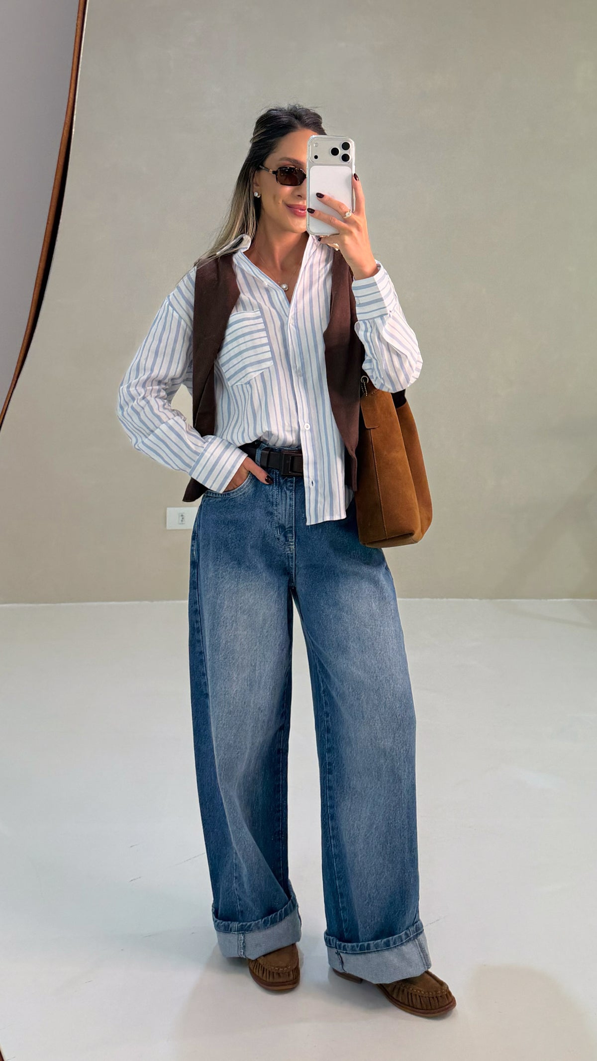 Camisa Over Listrada Riviera - Azul