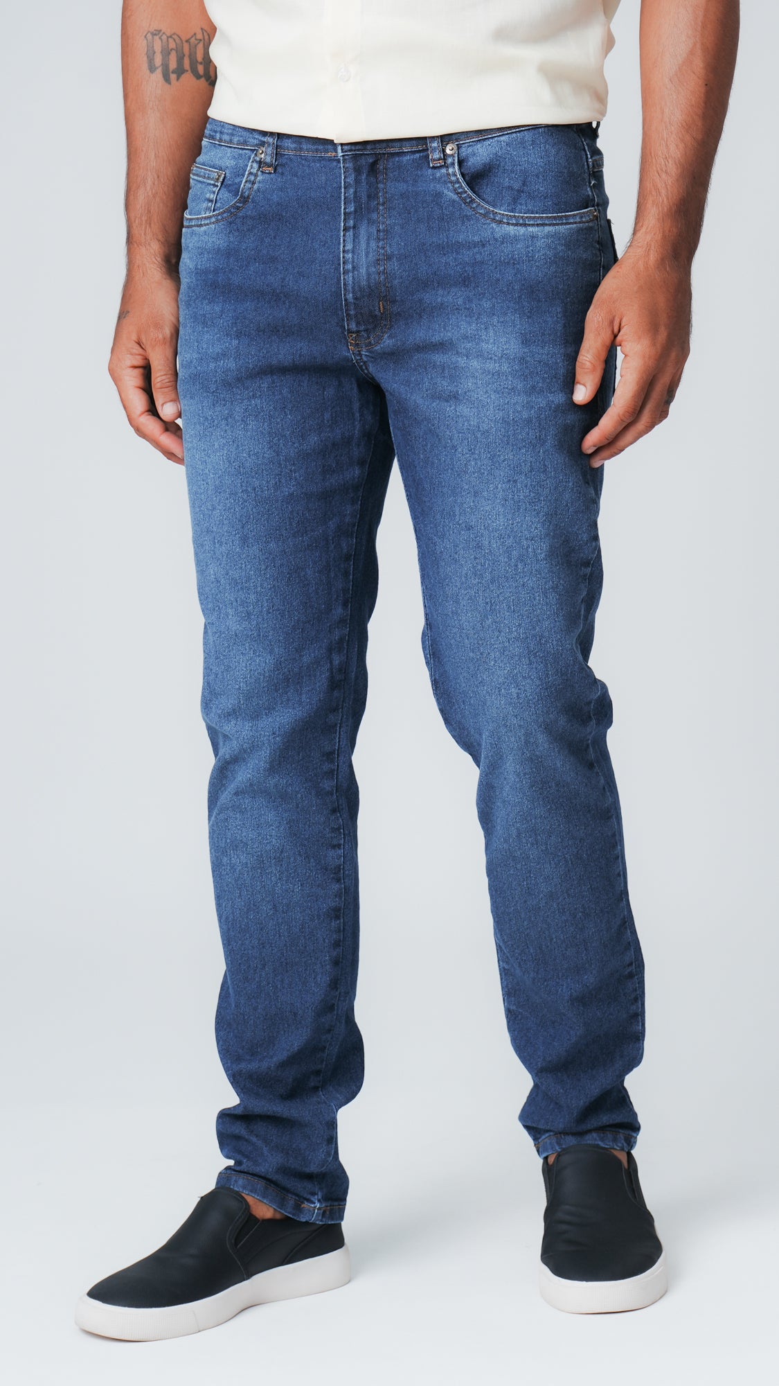 Calça Jeans - Escura Bolso Recorte