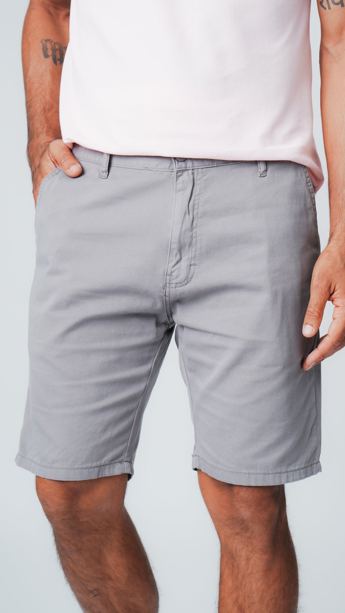 Bermuda Sarja Bolso Faca - Cinza