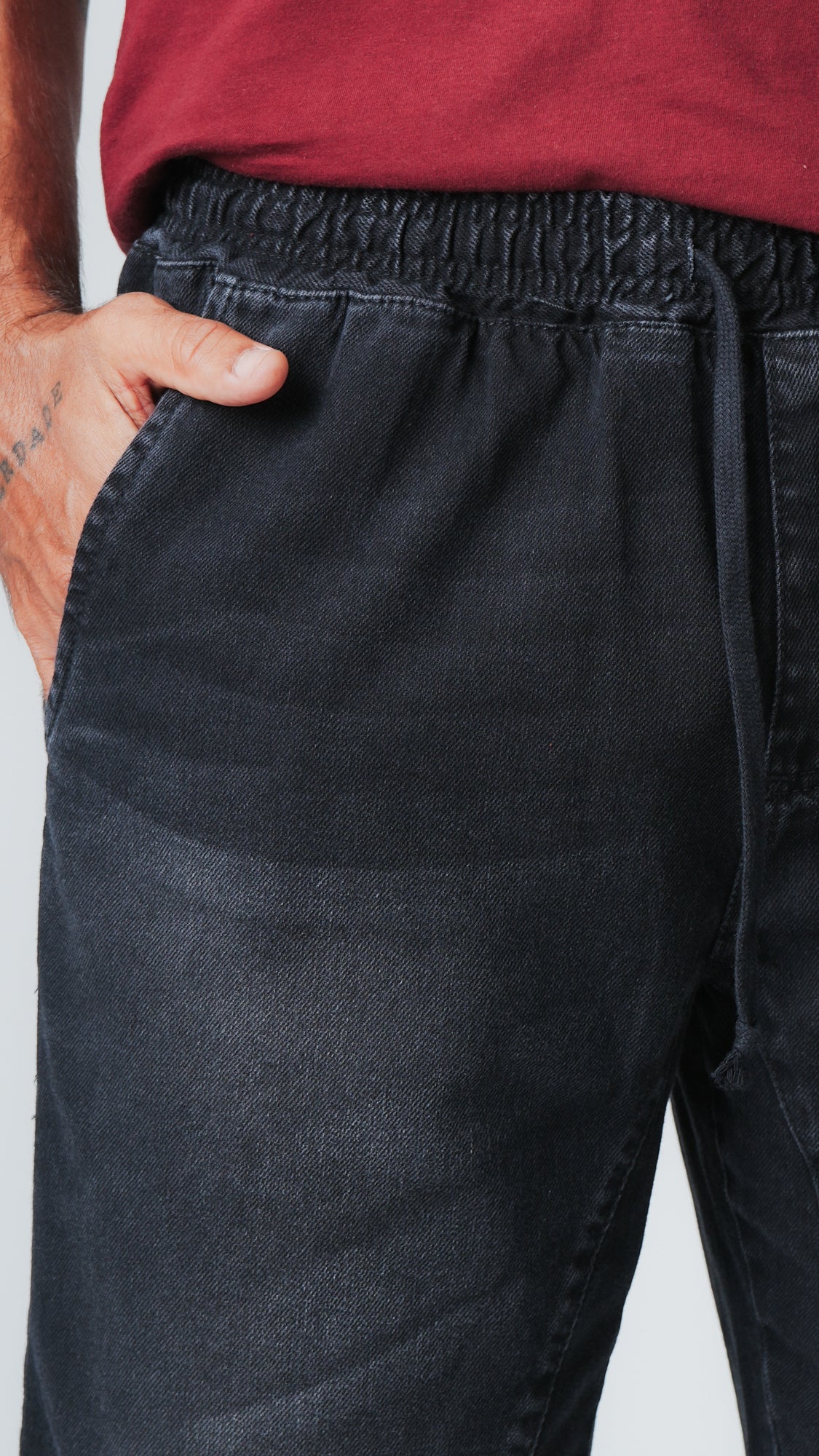 Bermuda Jeans Elástico - Black
