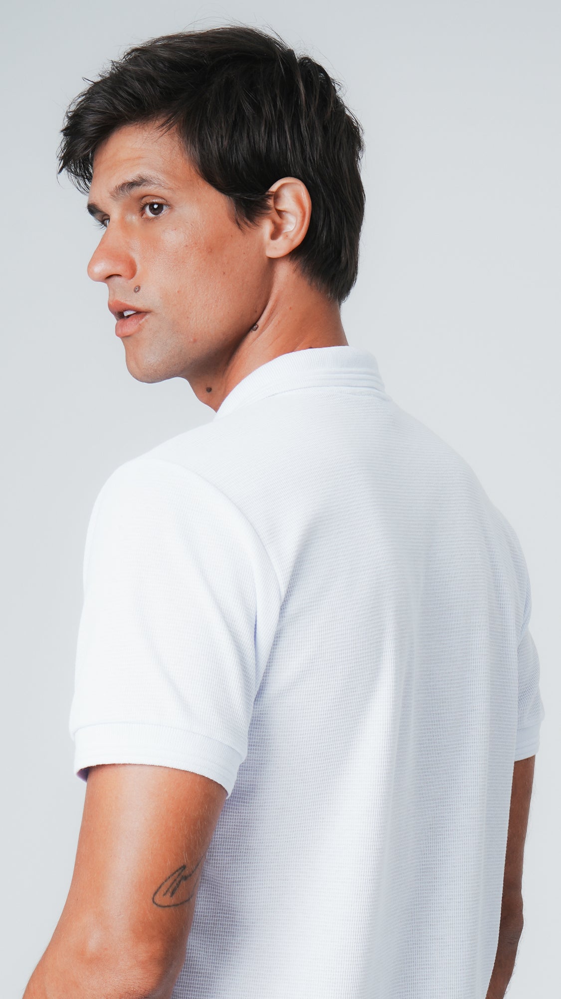 Camisa Polo Tricô Diamond - Branca