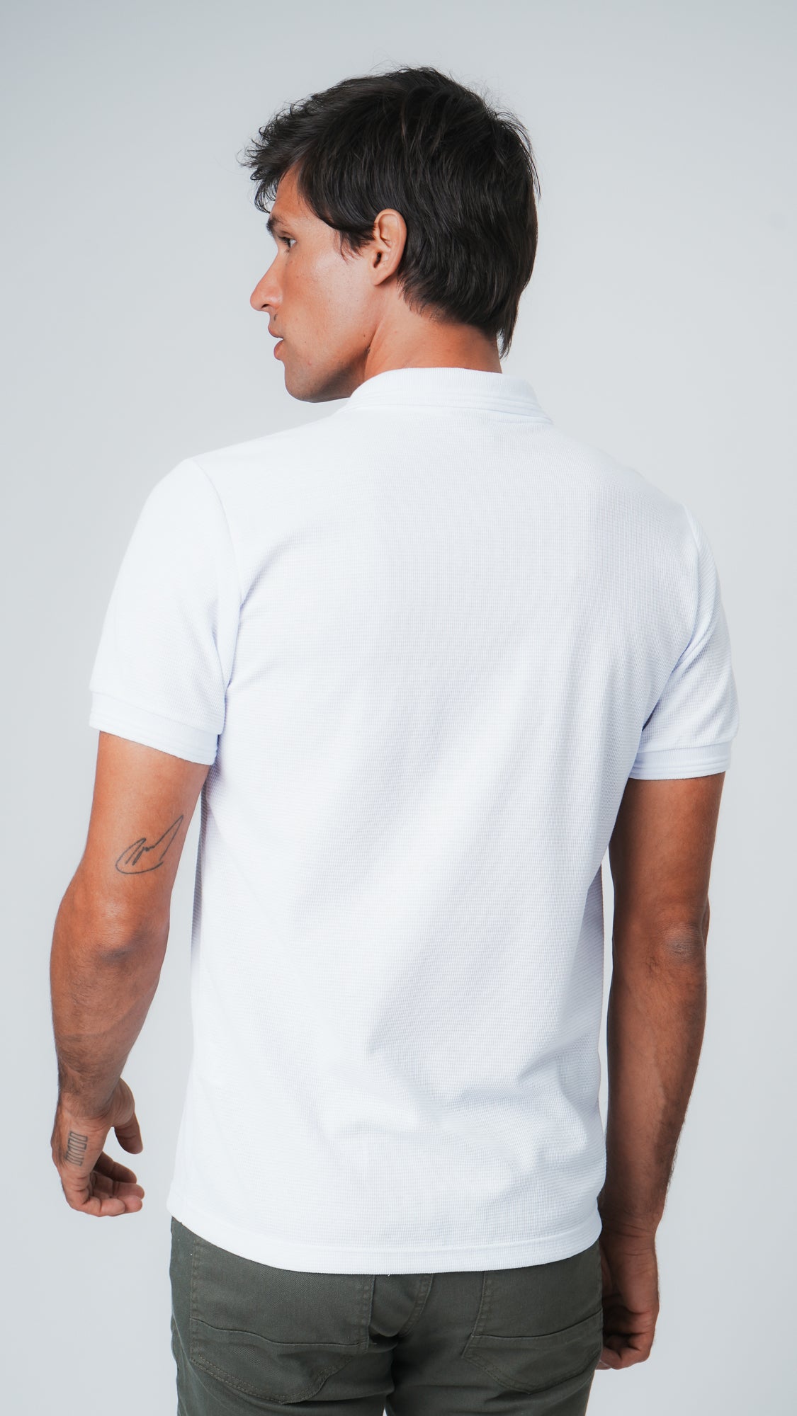 Camisa Polo Tricô Diamond - Branca