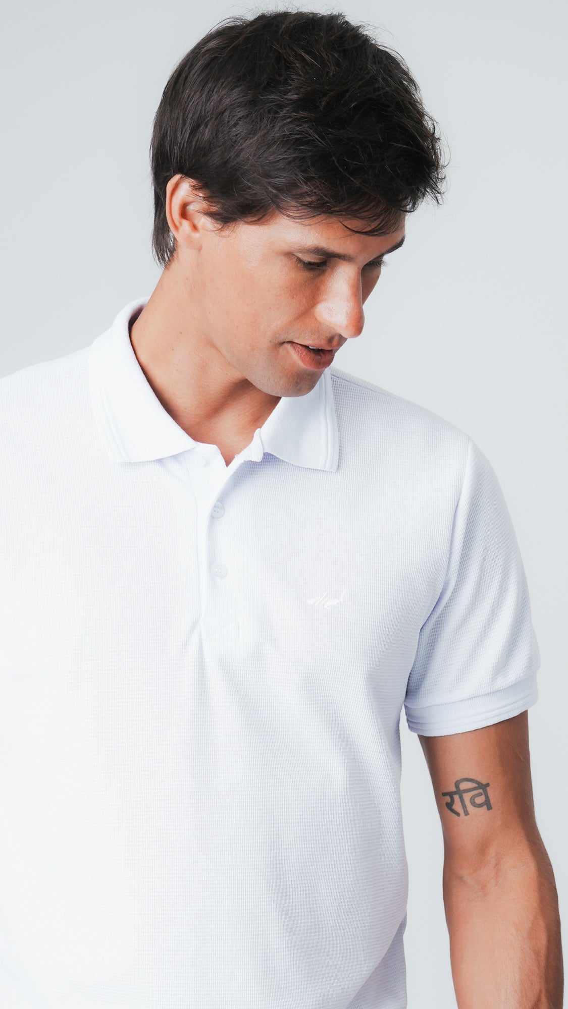 Camisa Polo Tricô Diamond - Branca