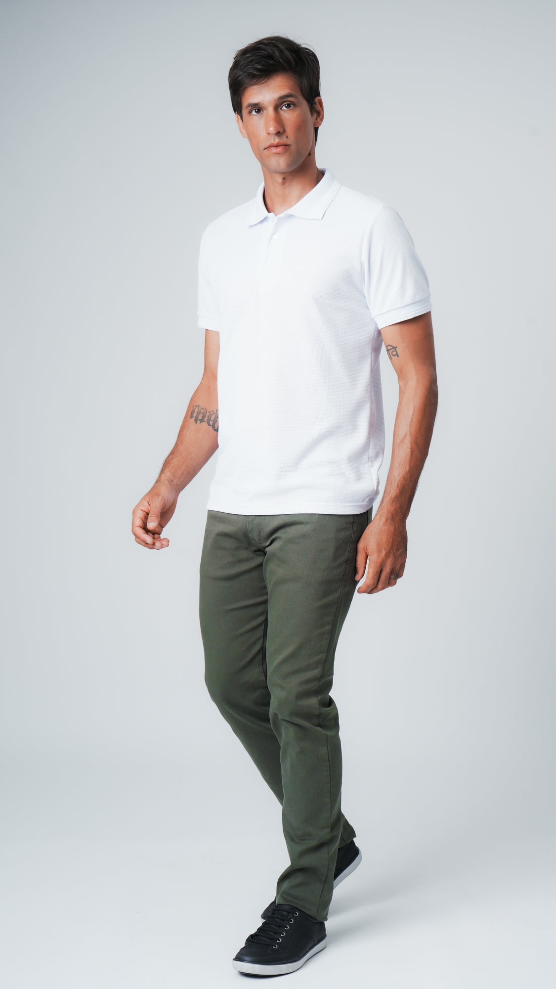Camisa Polo Tricô Diamond - Branca