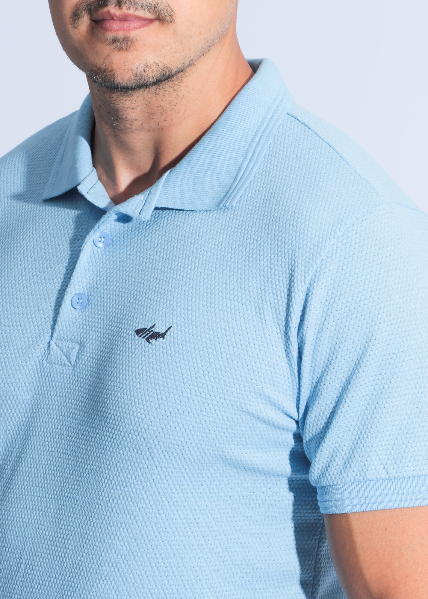 Camisa Polo Colmeia - Azul Bebê