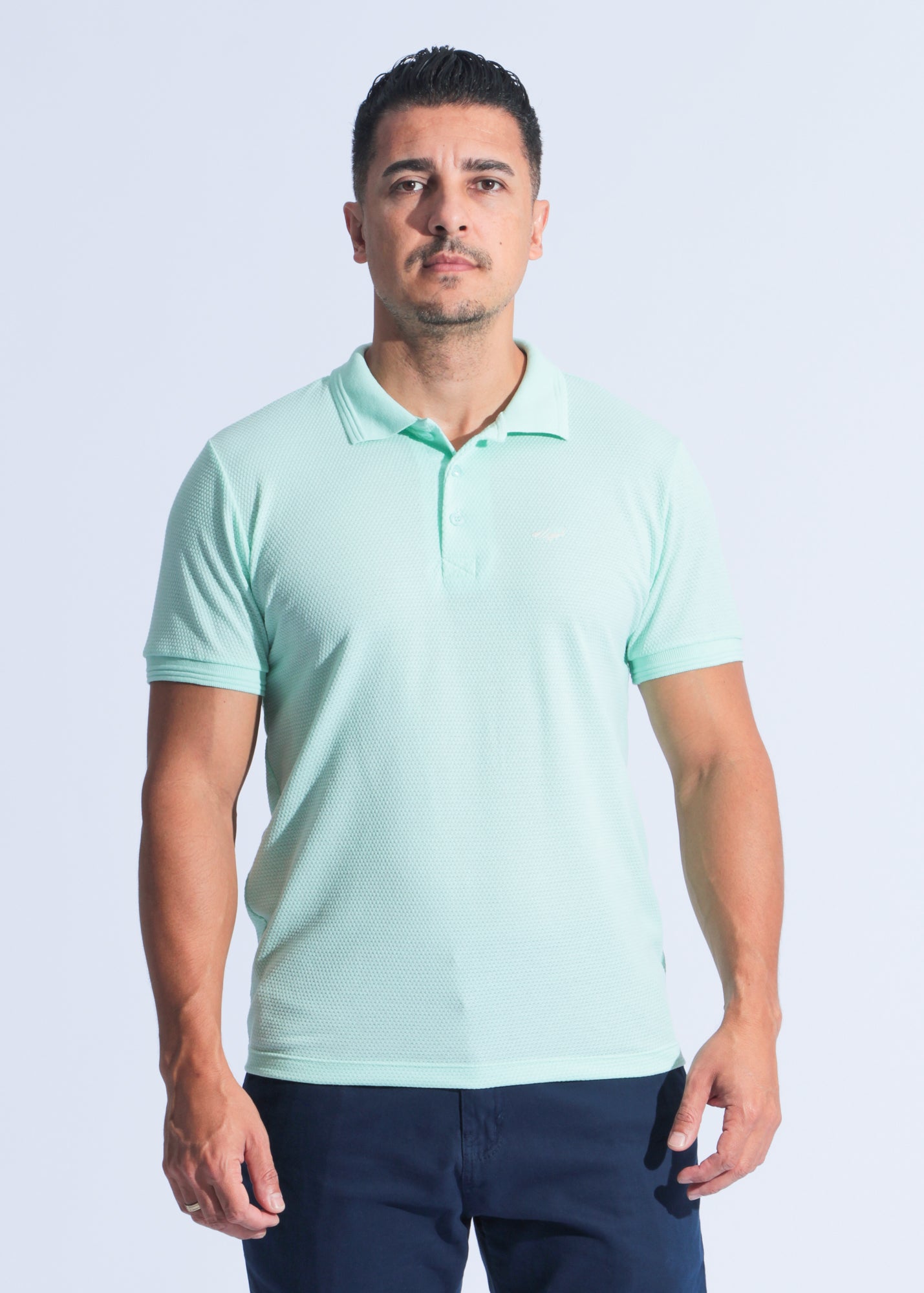 Camisa Polo Colmeia - Verde Água