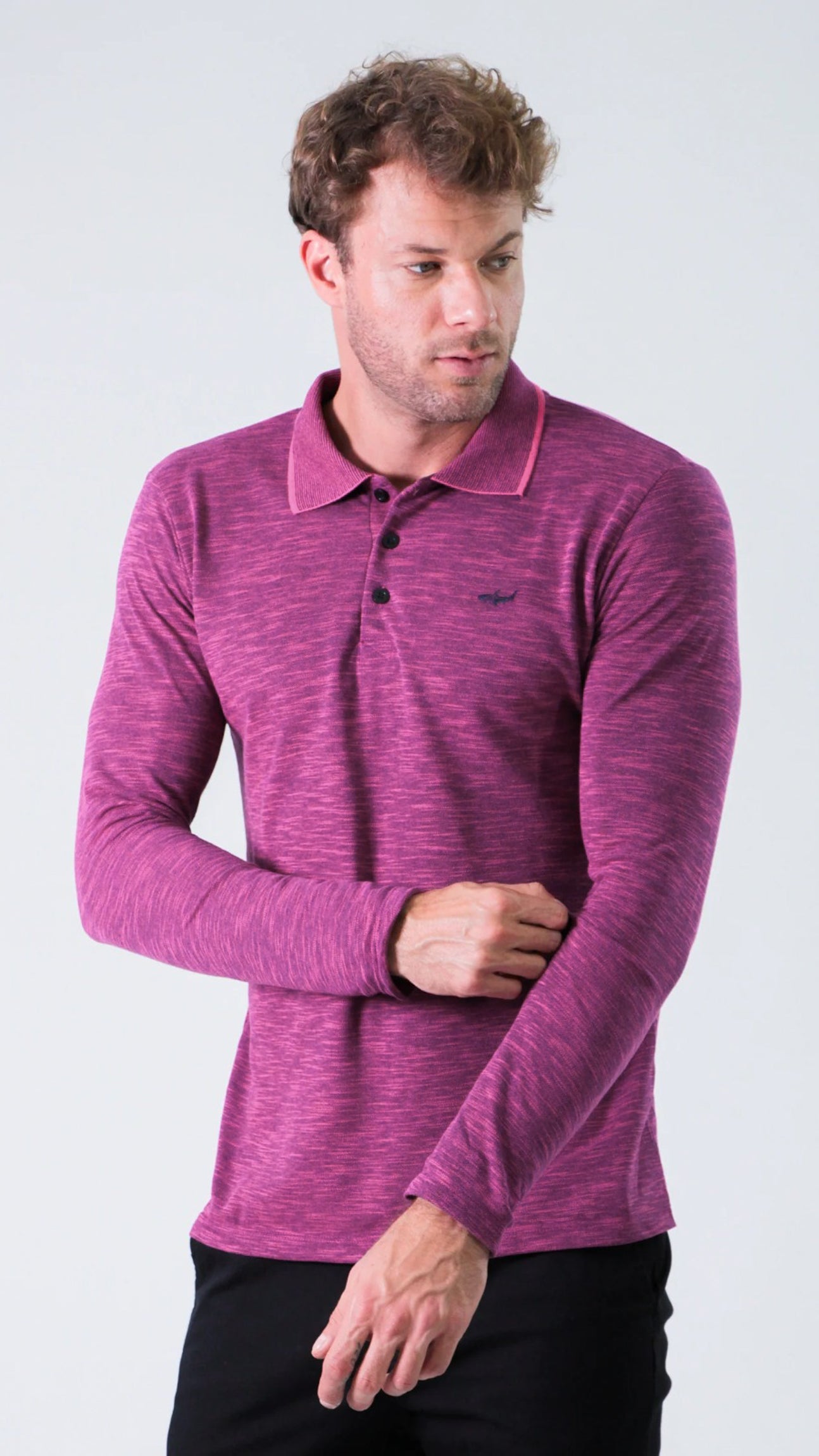 Camisa Polo Flamê Manga Longa - Rosa