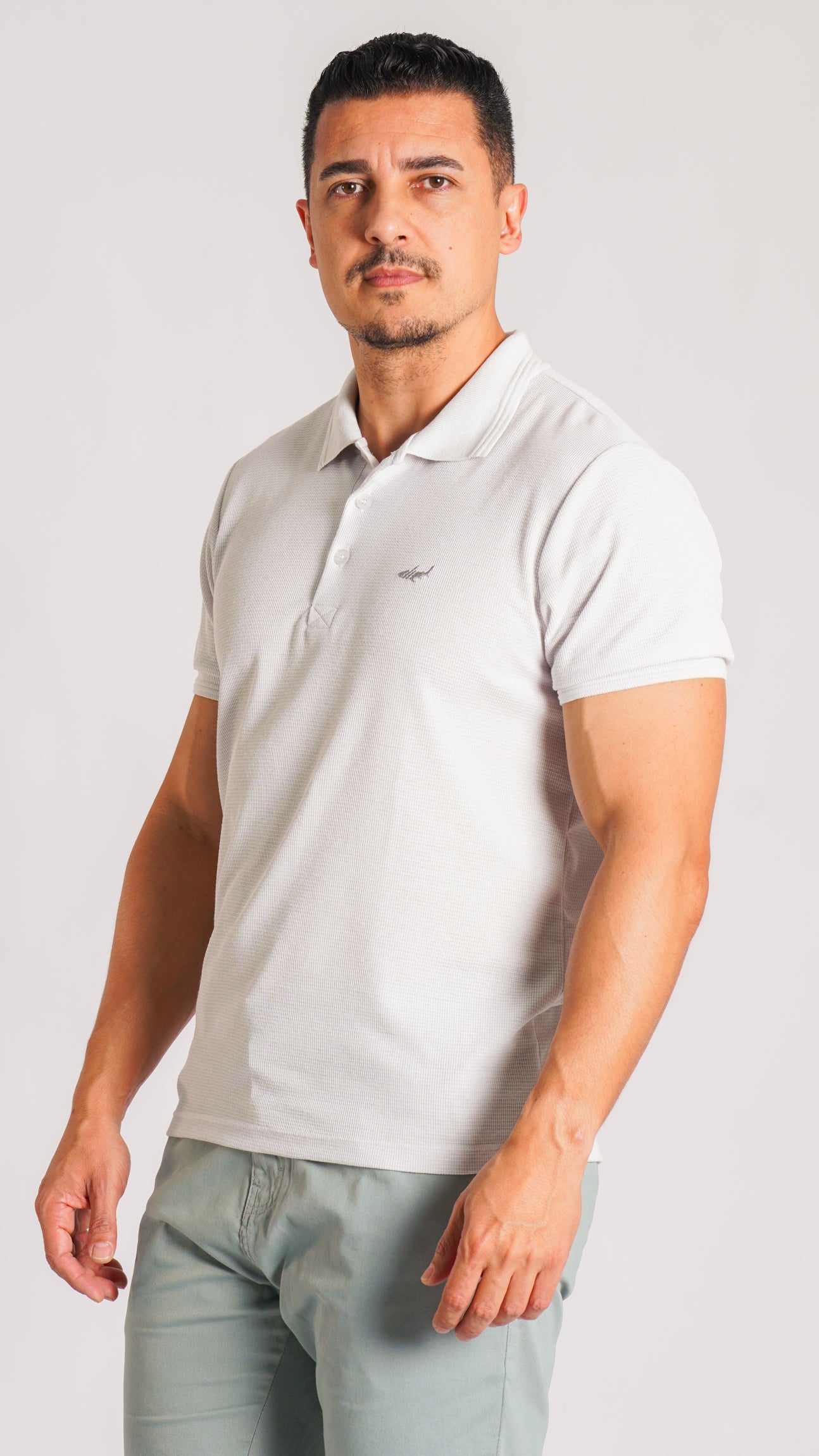 Camisa Polo Tricô Diamond - Gelo