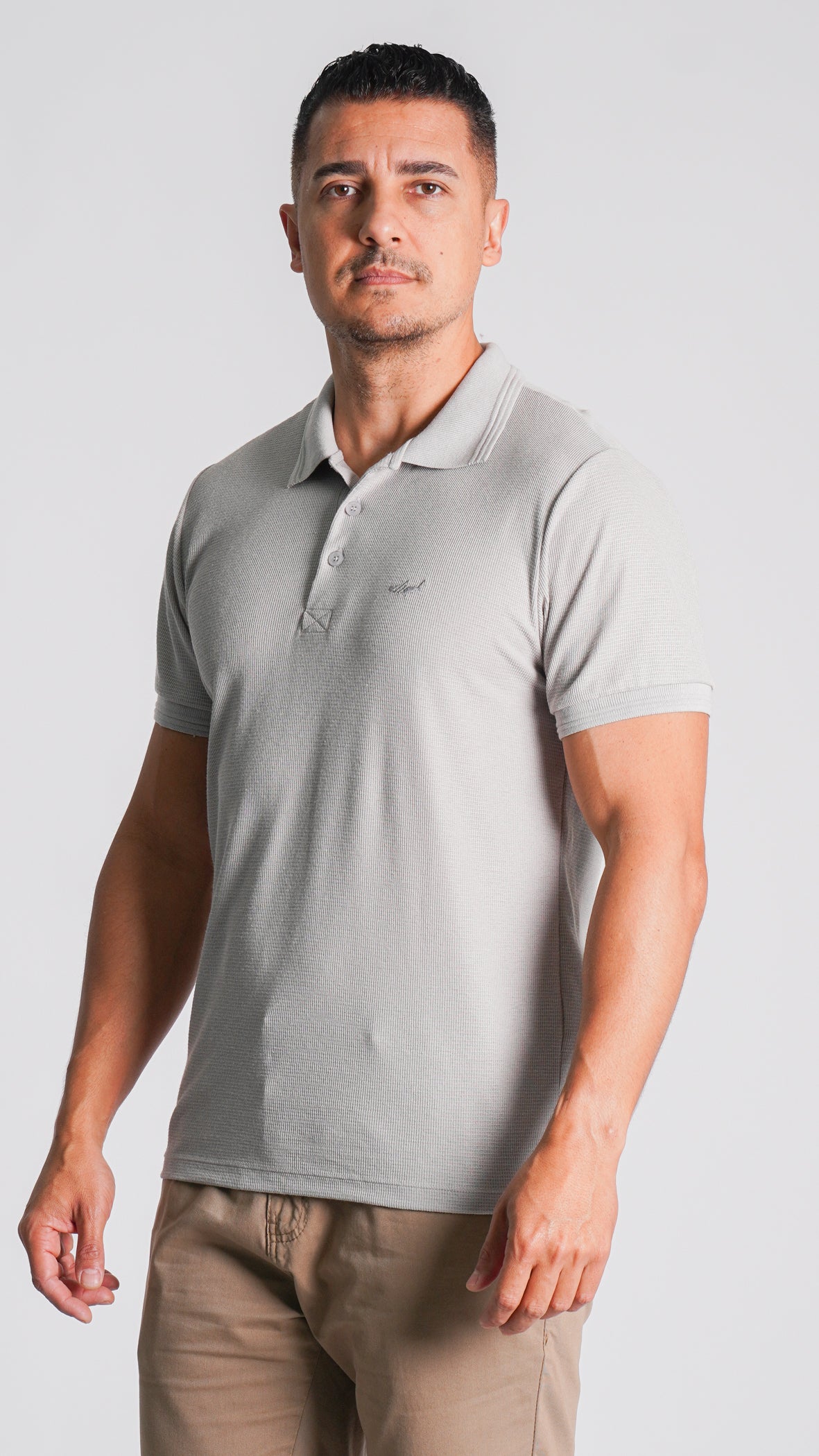 Camisa Polo Tricô Diamond - Cinza