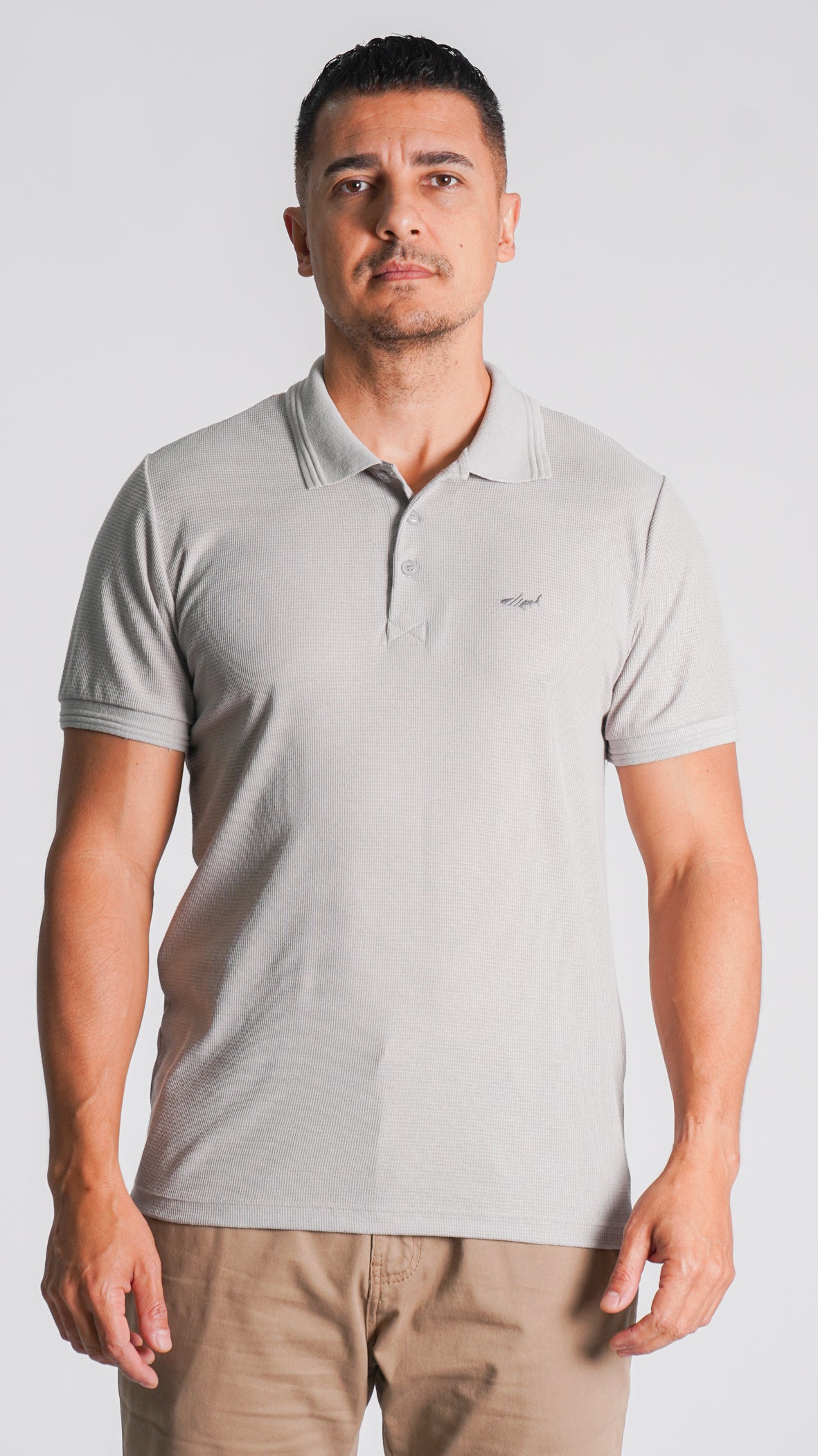 Camisa Polo Tricô Diamond - Cinza
