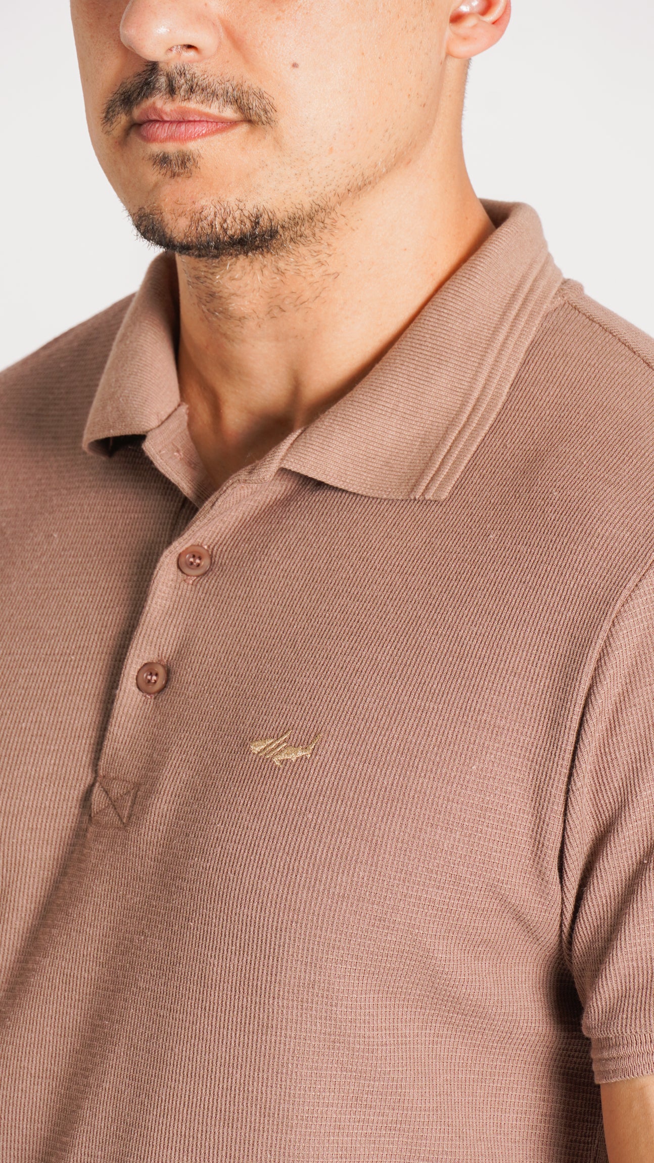 Camisa Polo Tricô Diamond - Bege Escuro