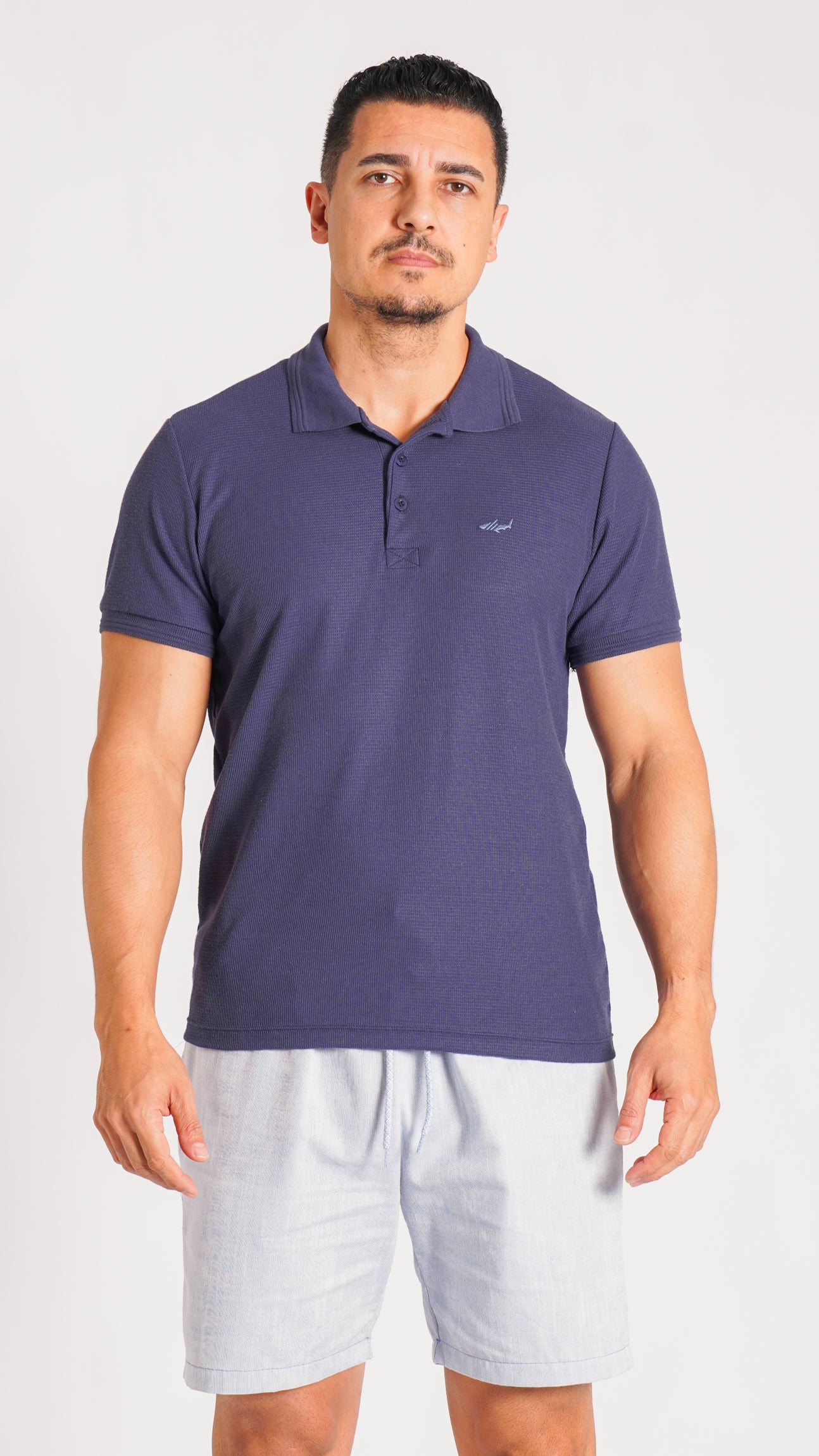 Camisa Polo Tricô Diamond - Azul Marinho