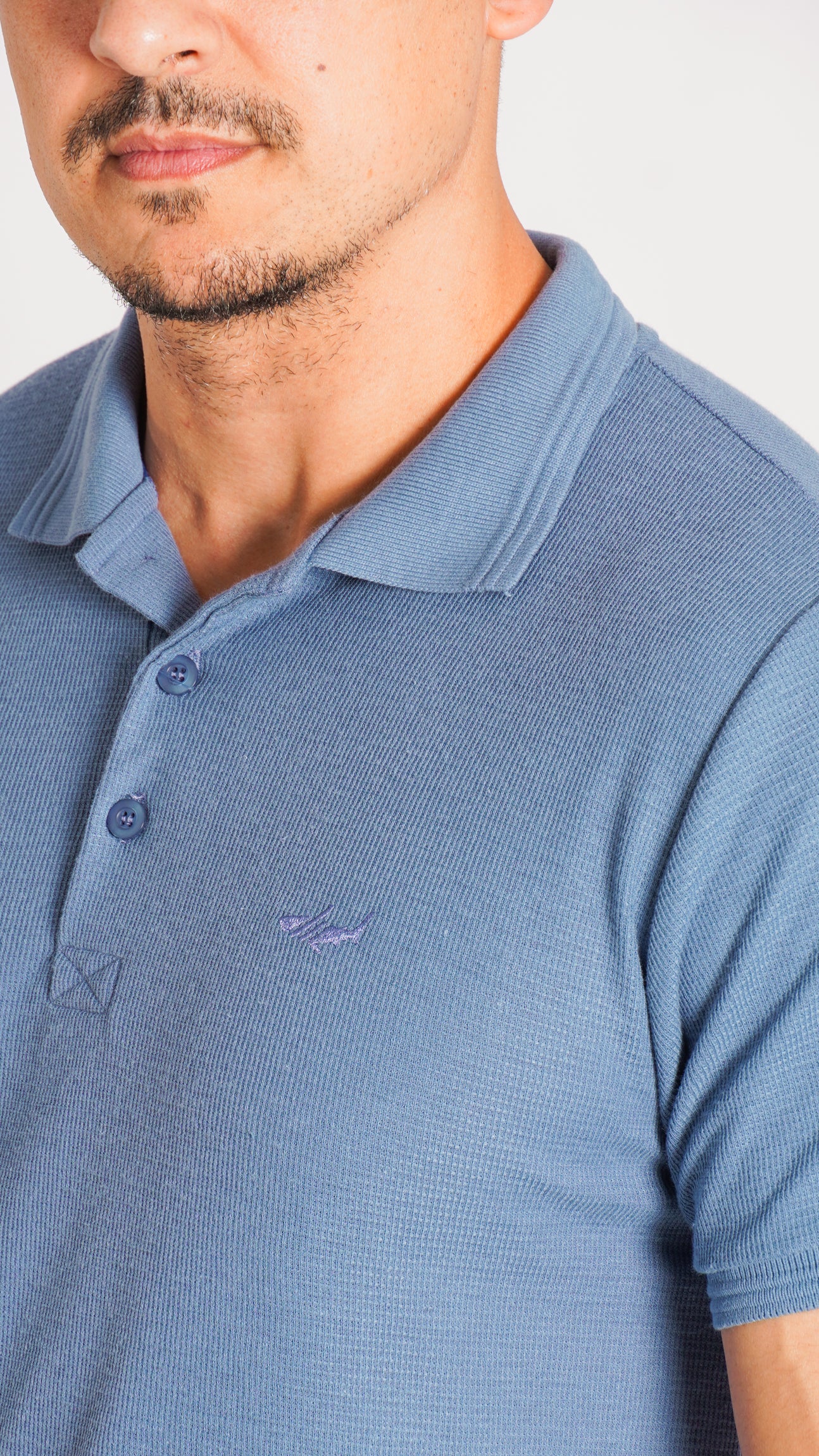 Camisa Polo Tricô Diamond - Azul