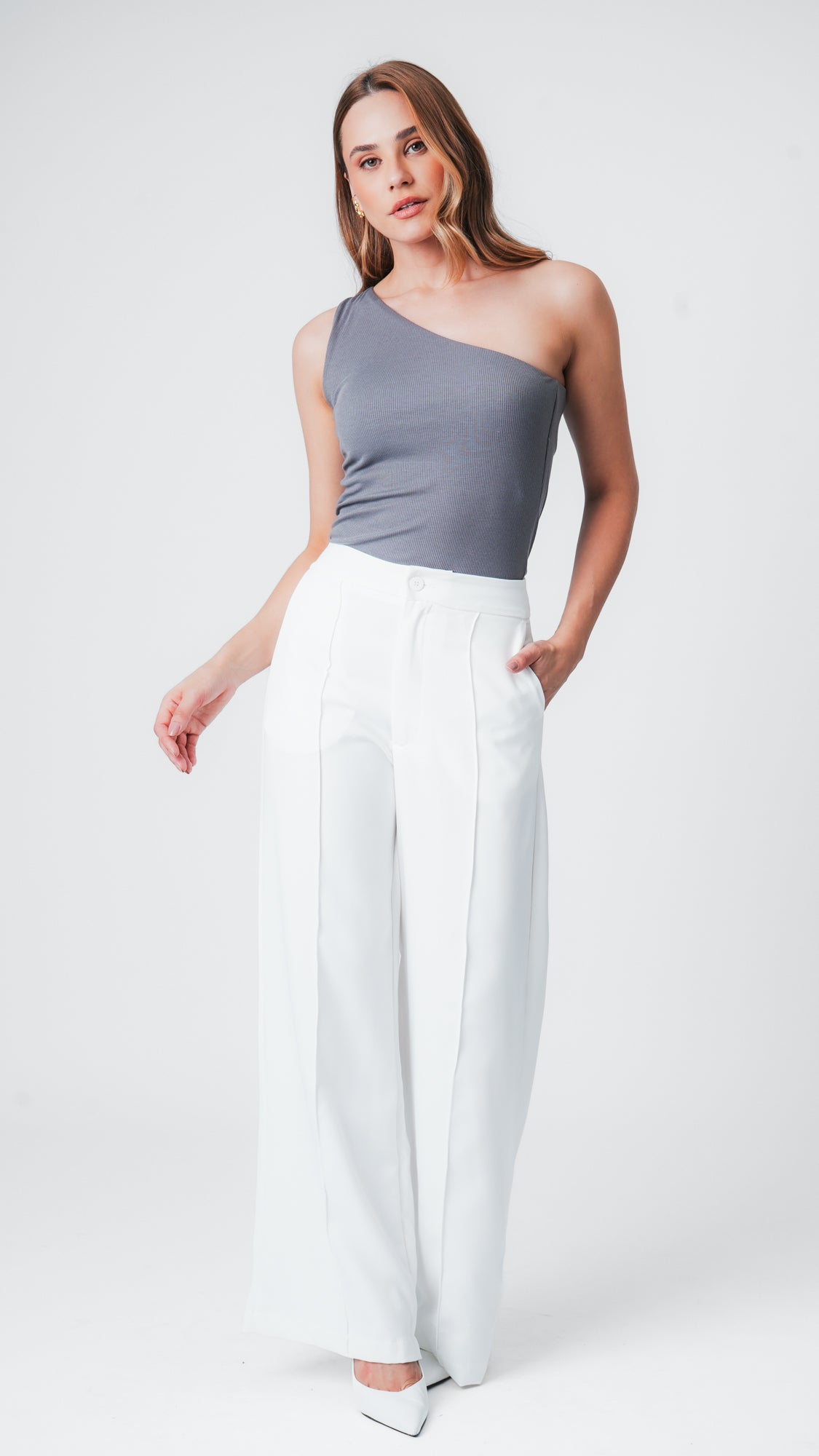Calça Alfaiataria Nervura - Off White