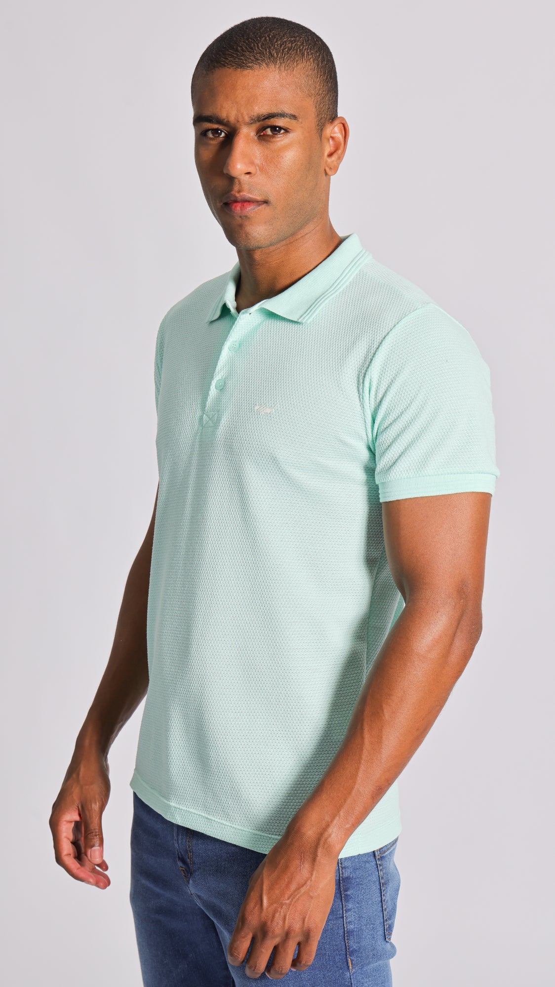 Camisa Polo Colmeia - Verde Água