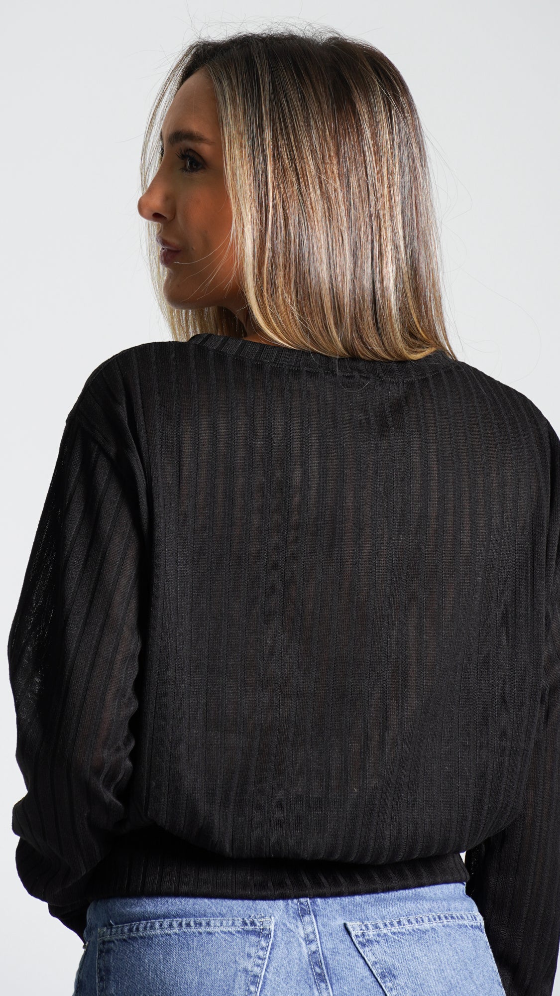 Blusa Canelada Tricô - Preto
