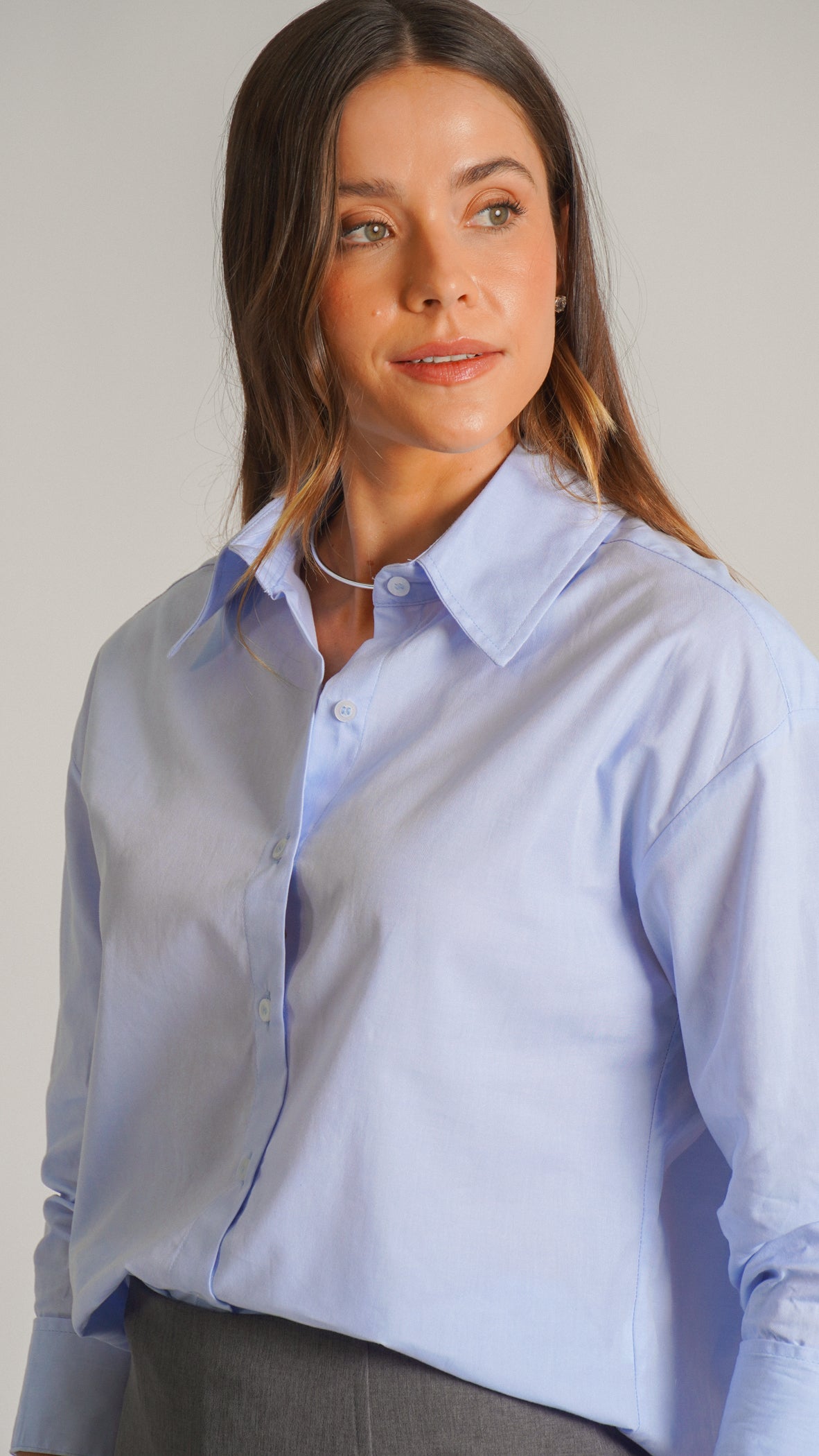 Camisa Manga Longa Oversized - Azul