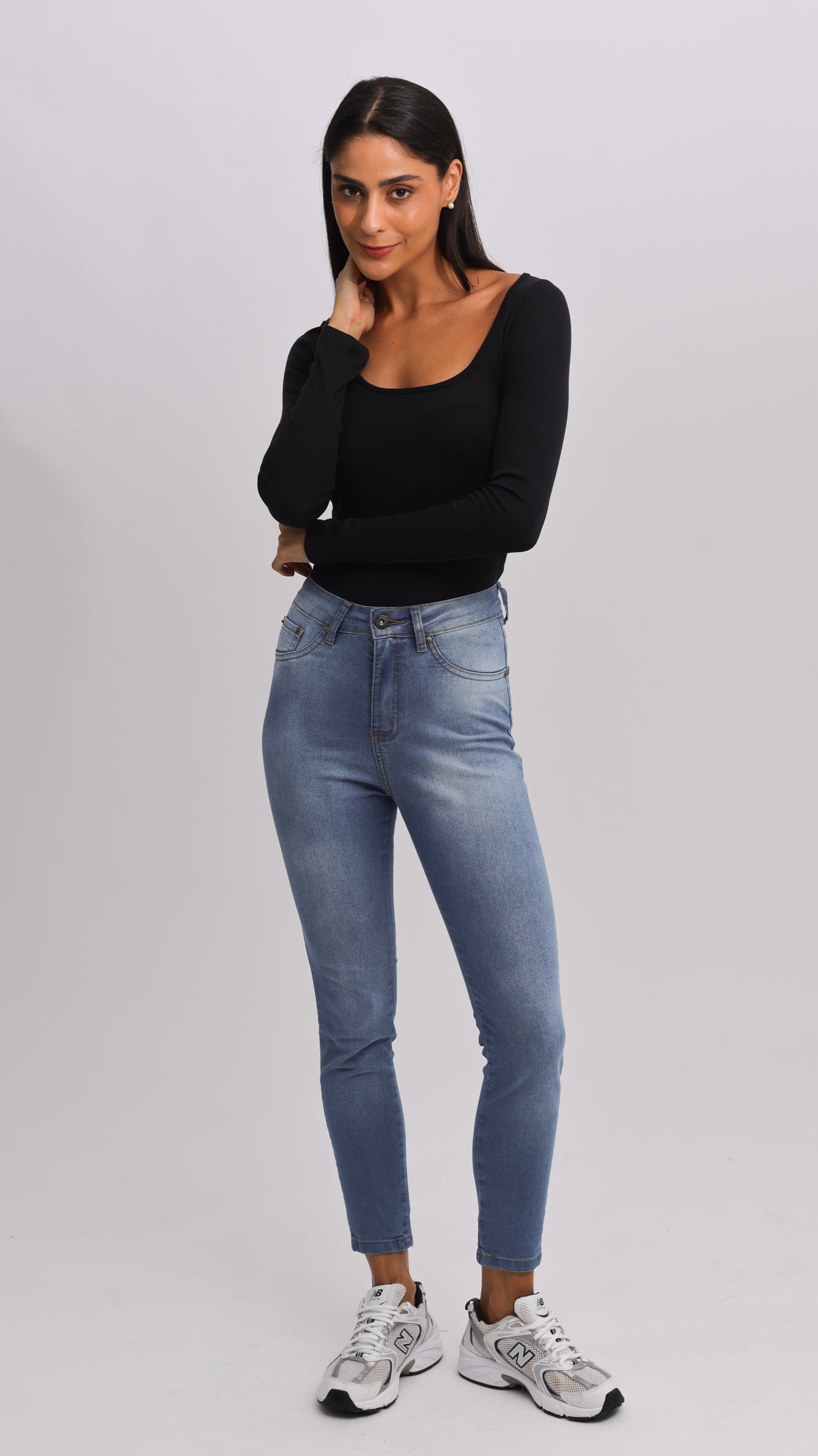 Blusa Canelada Manga Longa - Preta