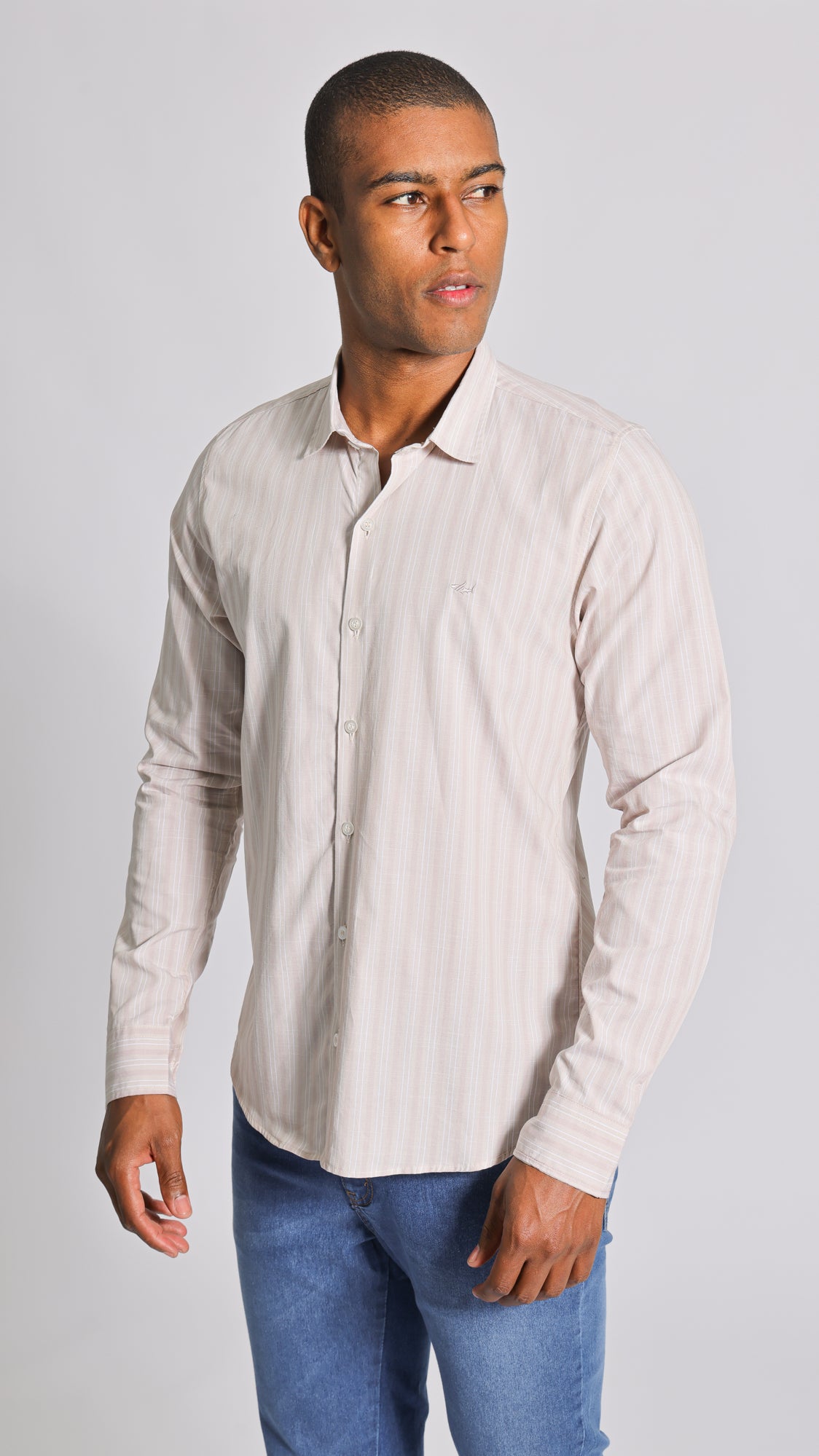 Camisa Listras Manga Longa - Rosê