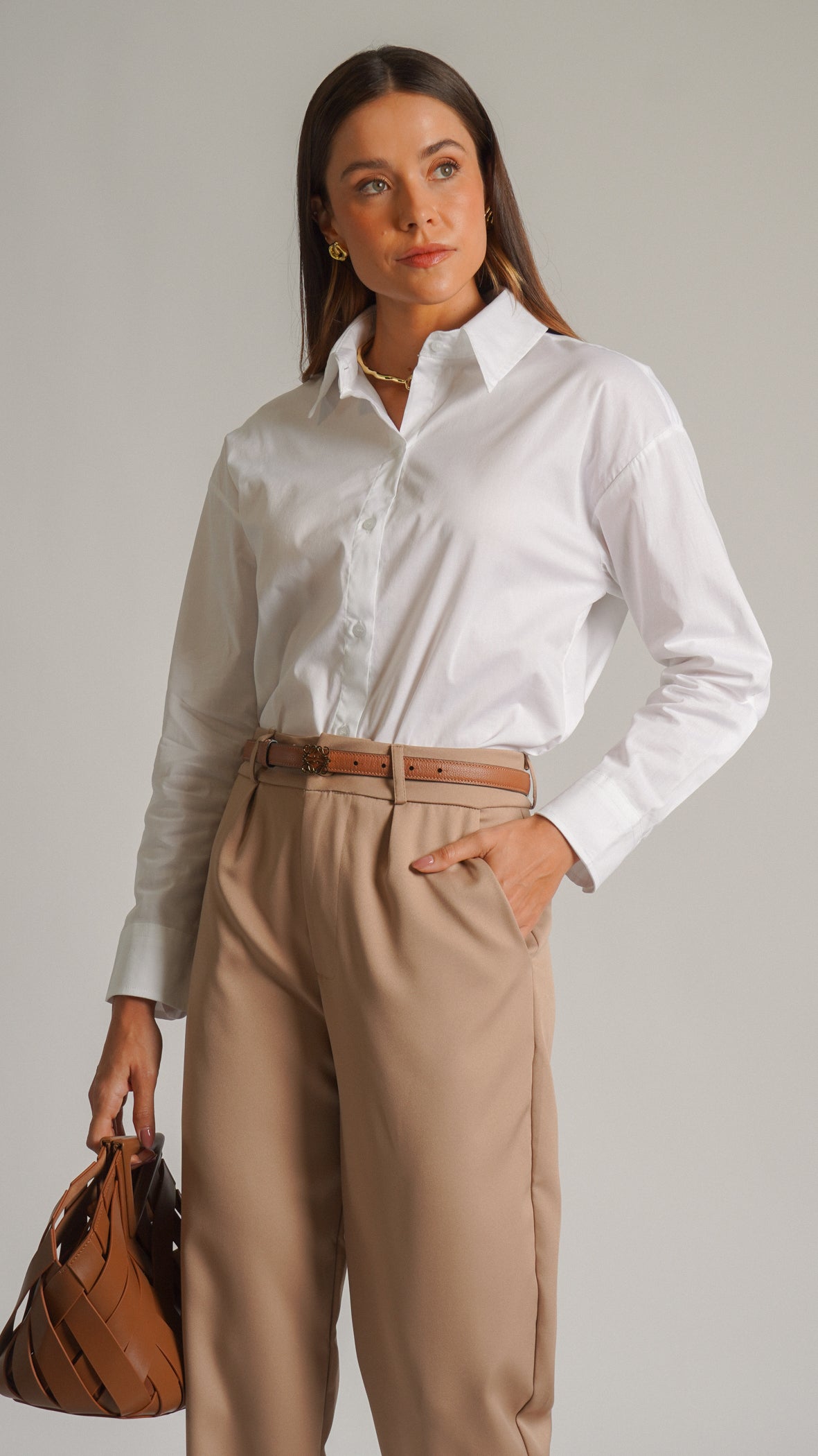 Camisa Tricoline Oversized - Branca