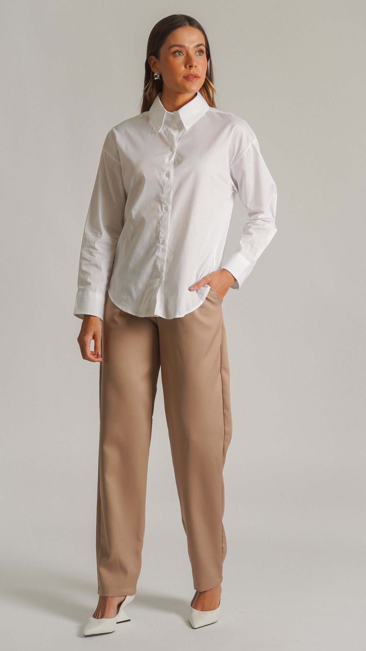 Camisa Tricoline Oversized - Branca