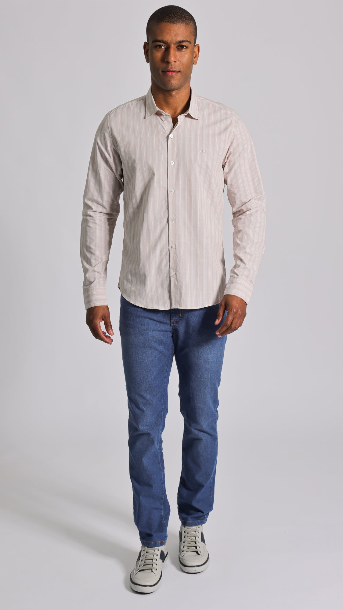 Camisa Listras Manga Longa - Rosê