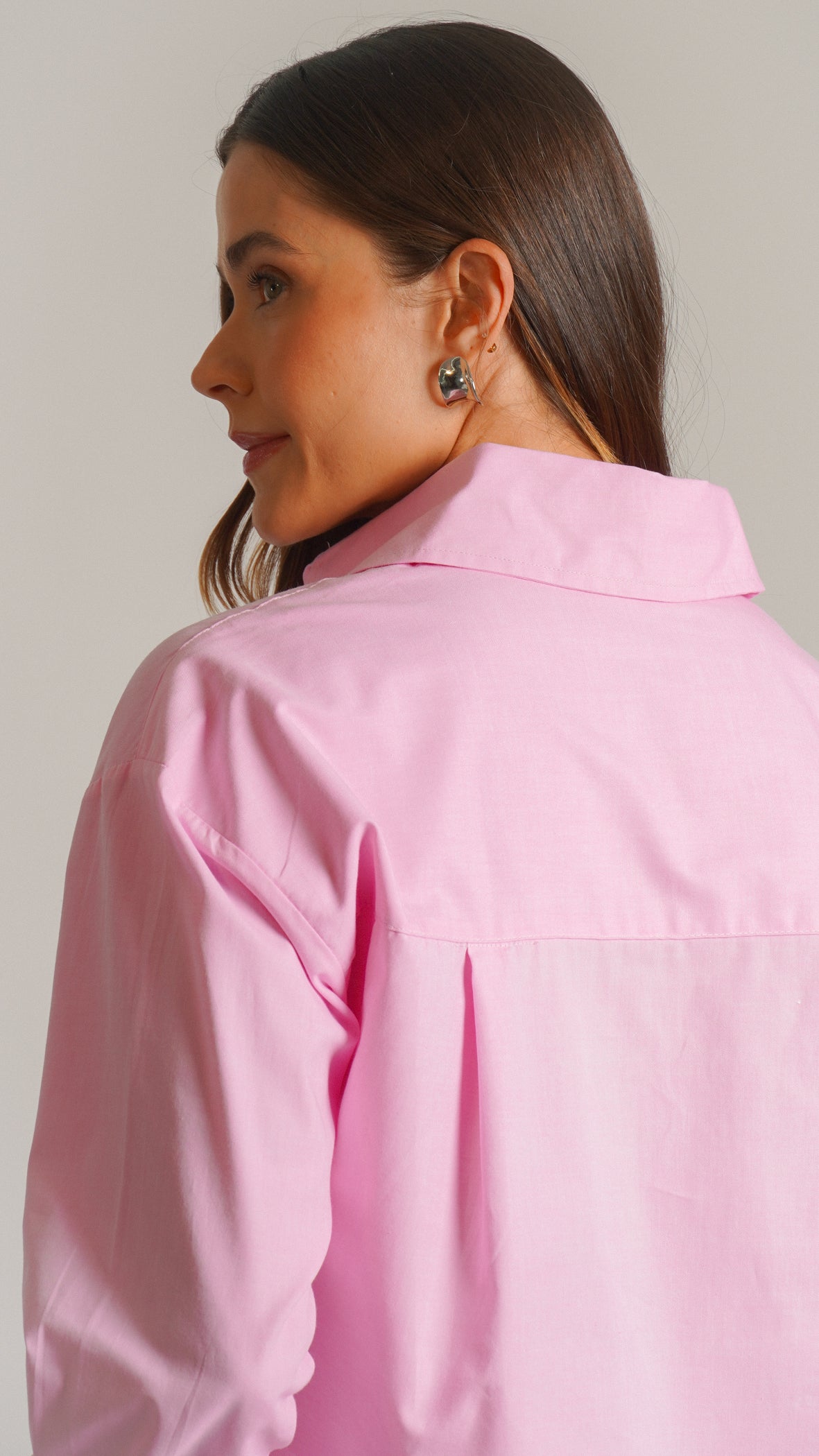 Camisa Manga Longa Oversized - Rosa