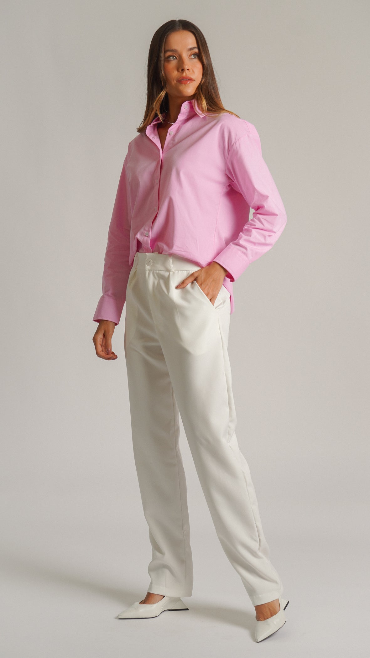 Camisa Manga Longa Oversized - Rosa