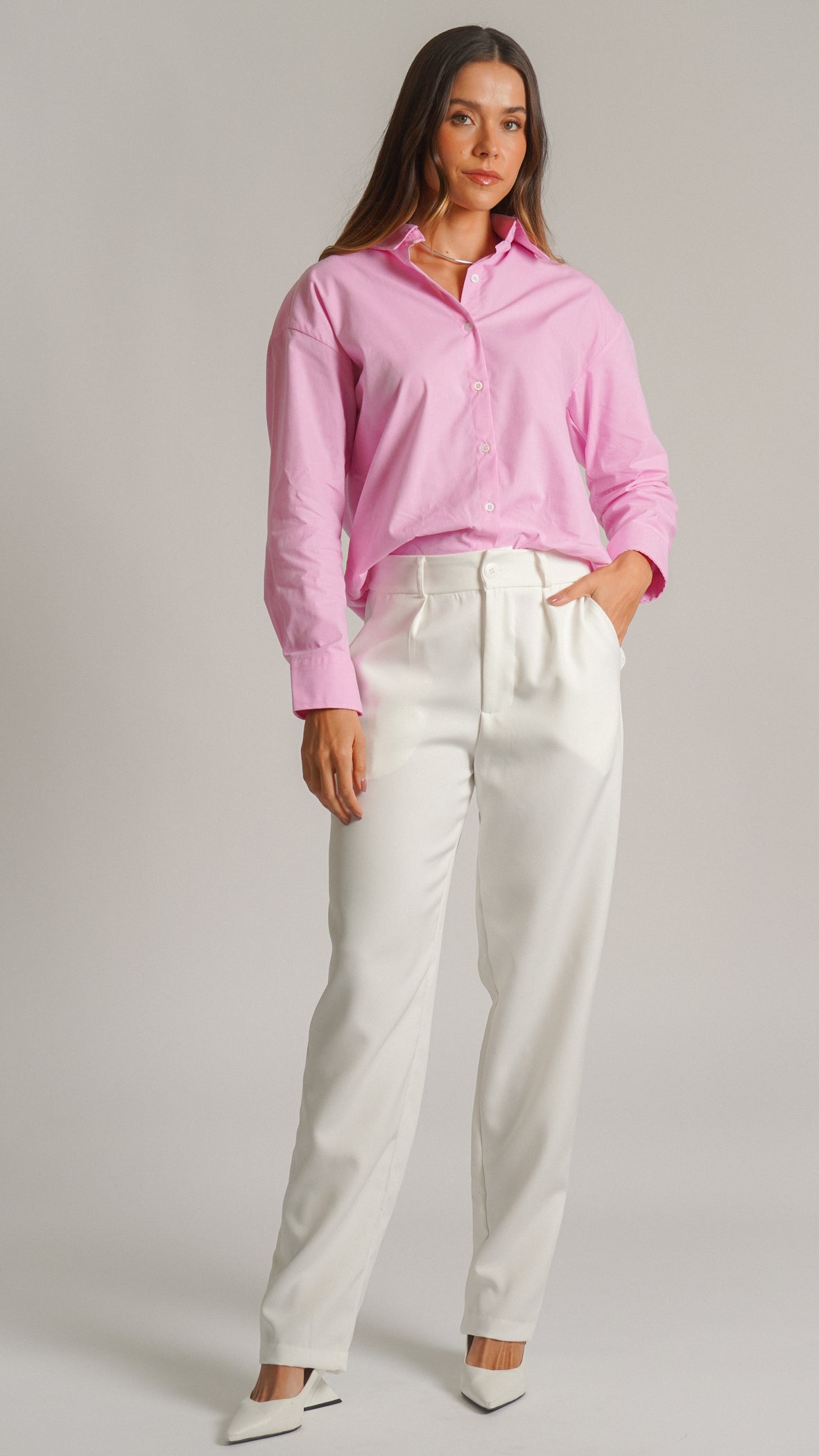 Camisa Manga Longa Oversized - Rosa