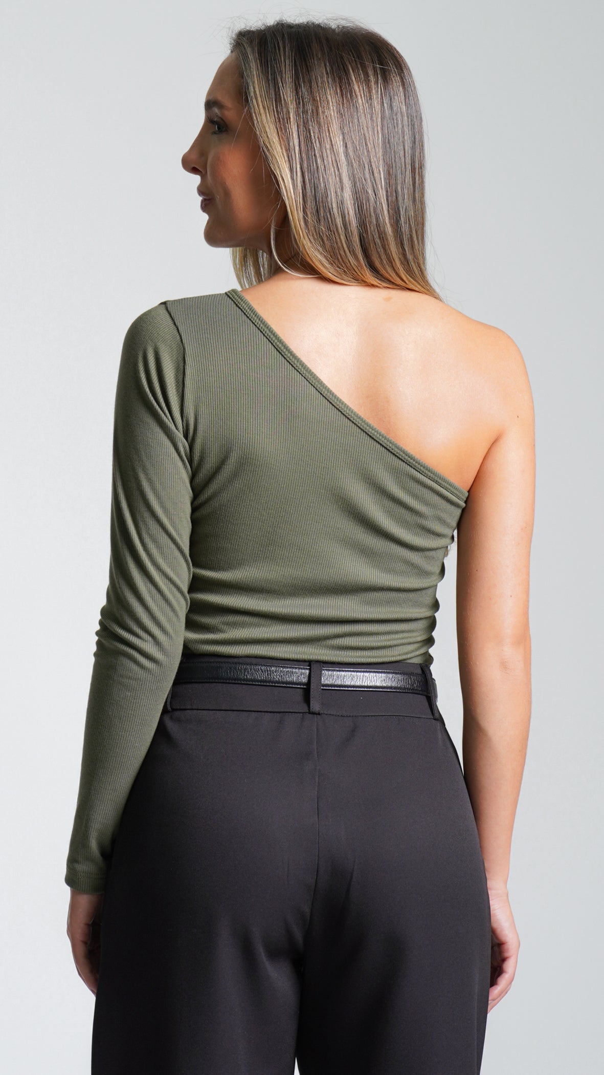 Blusa Ombro Único Manga Longa - Verde