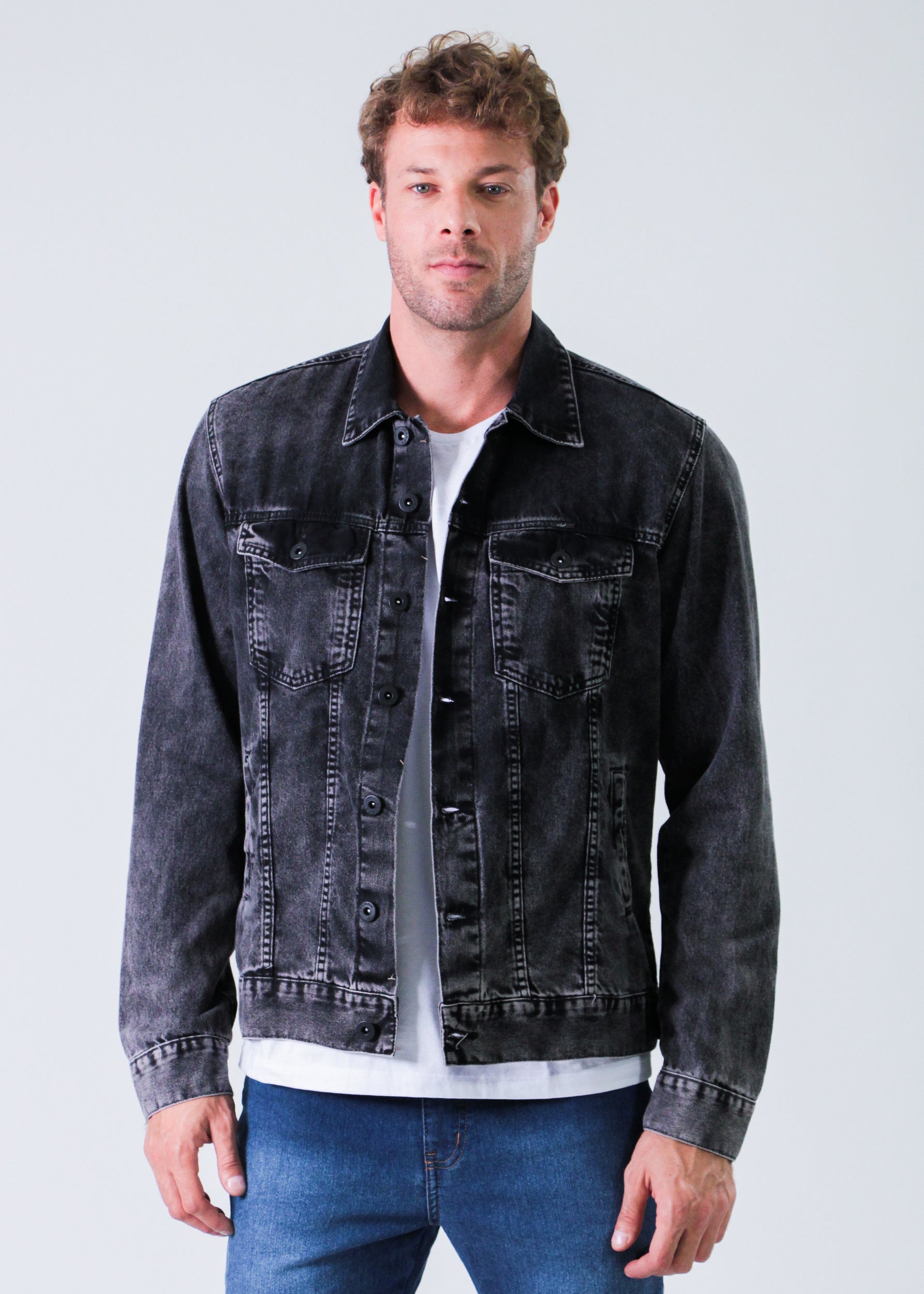 Jaqueta Jeans Estonada - Preta