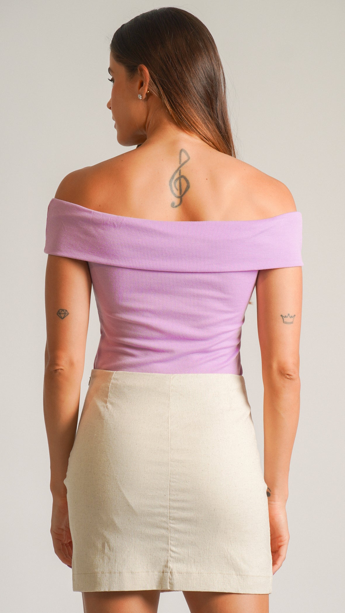 Blusa Ombro a Ombro Canelada - Lilás