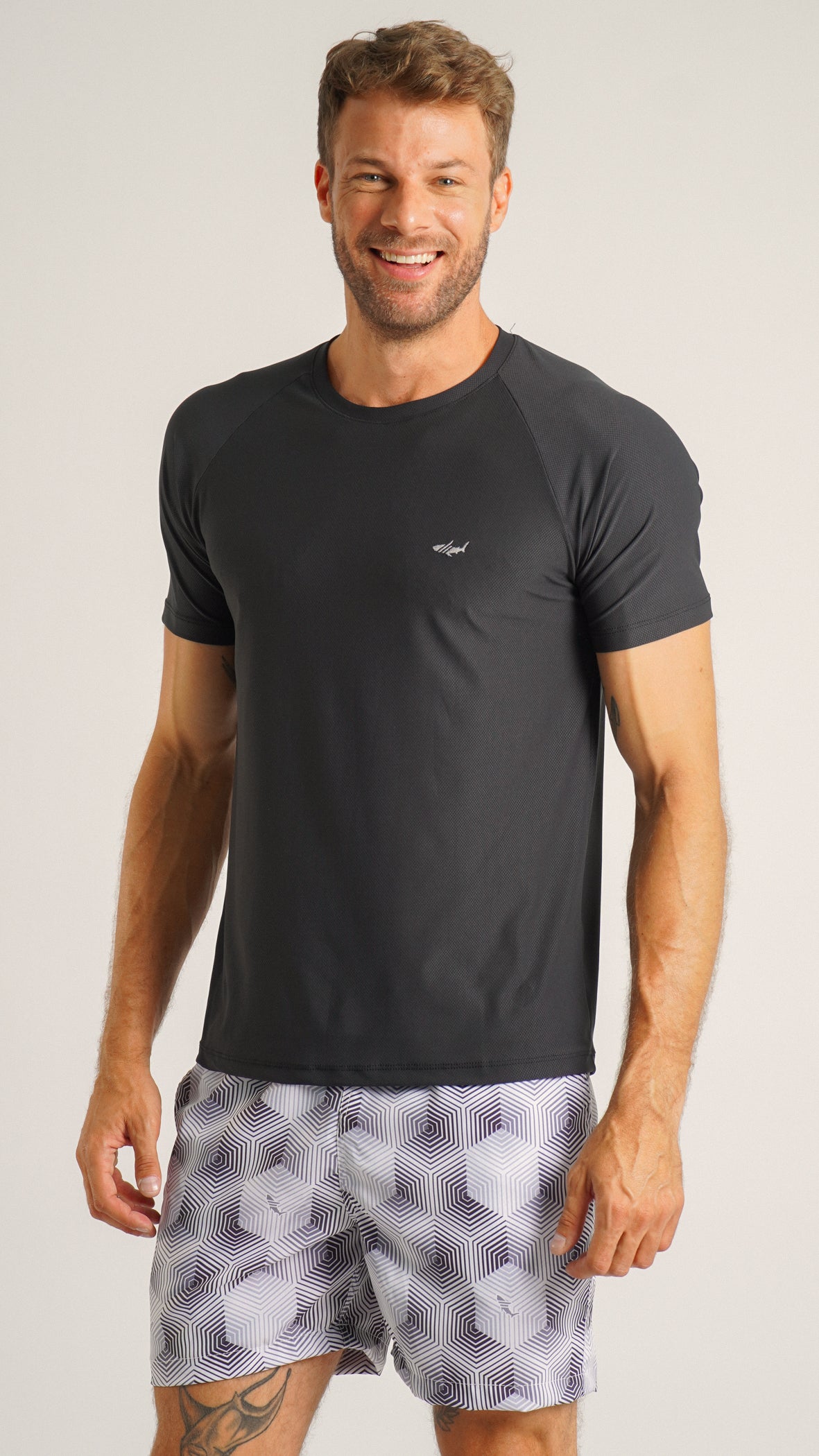 Bermuda Microfibra Curta - Cinza