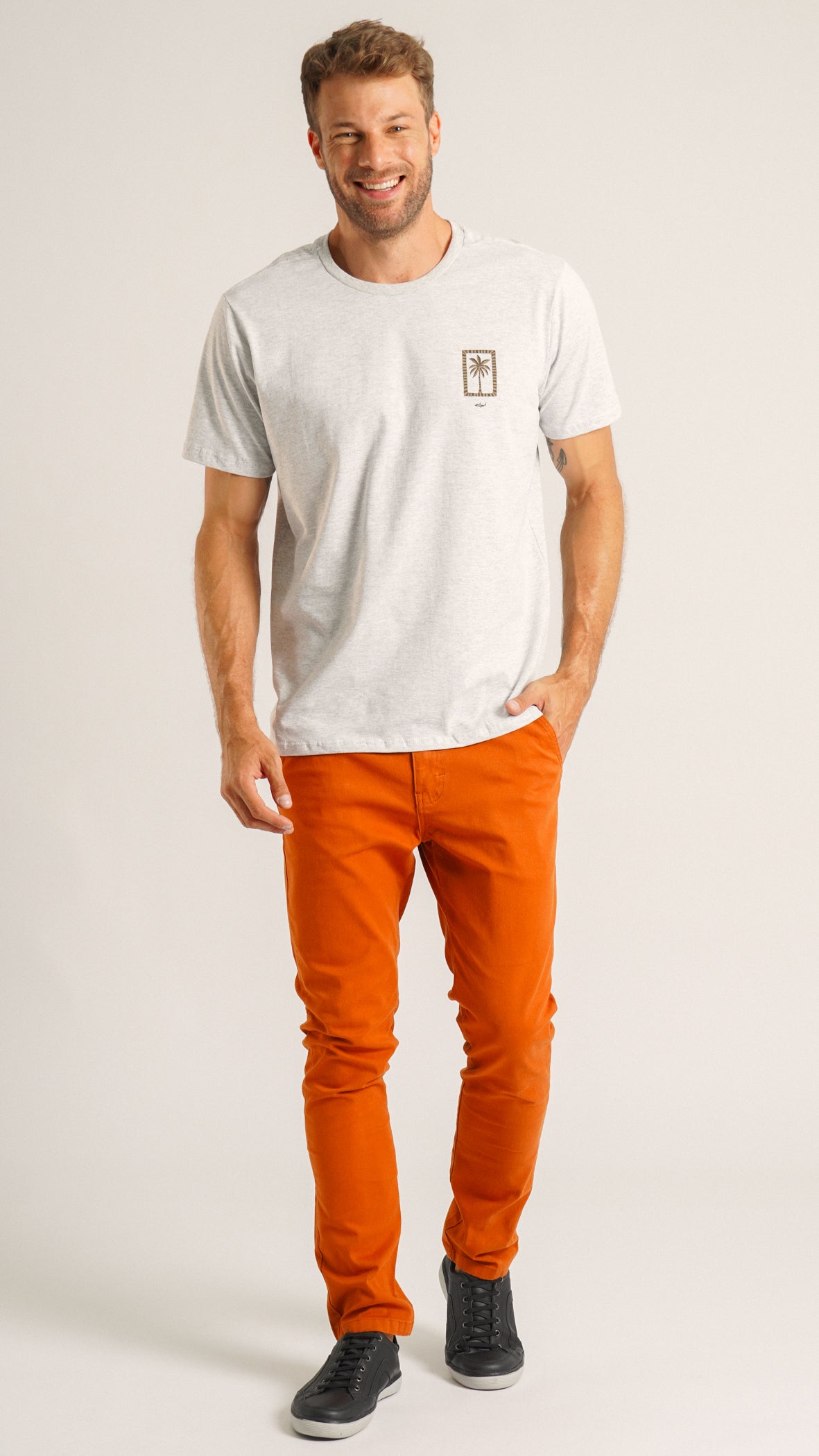 Calça Sarja Bolso Faca - Telha