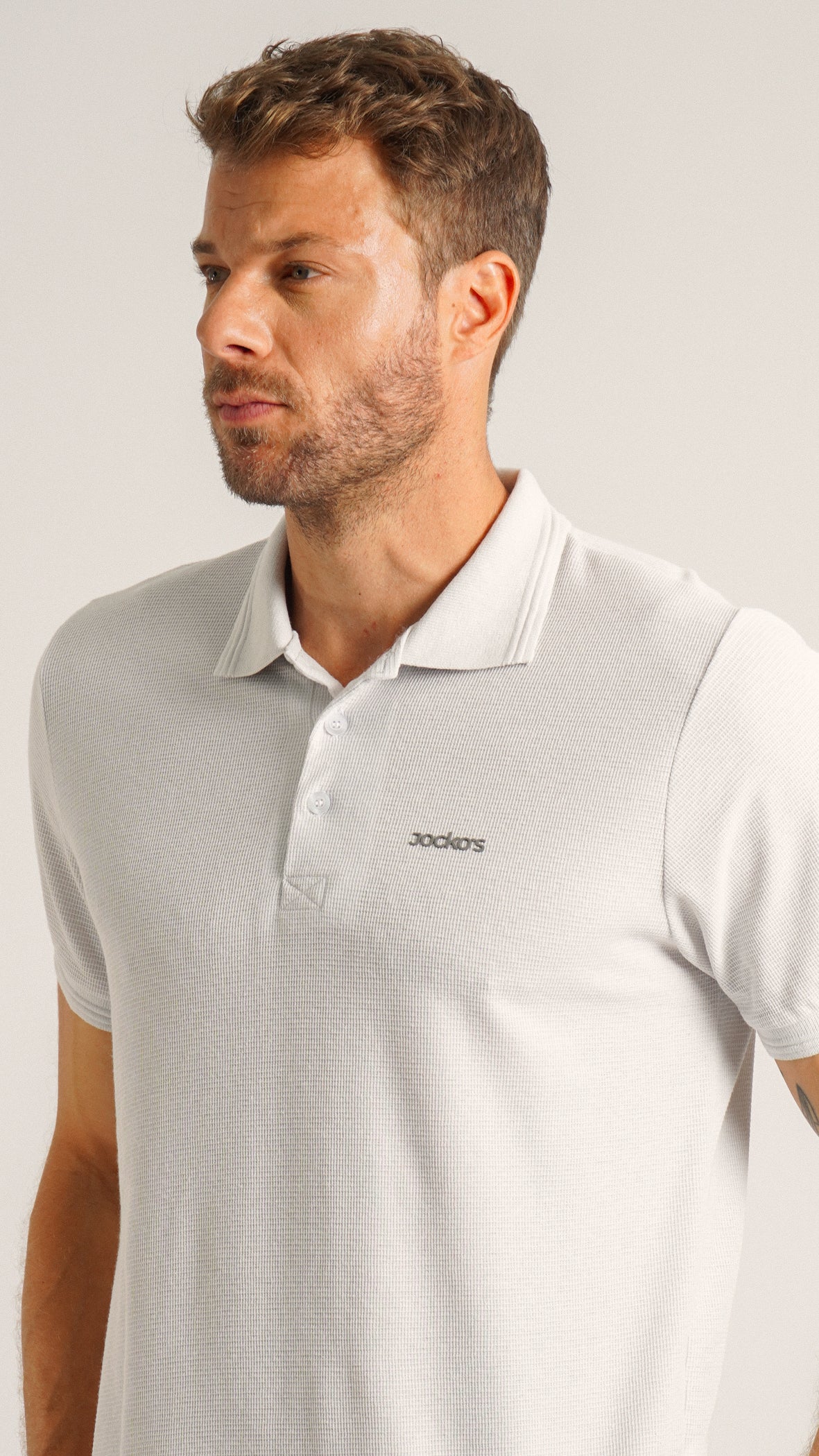 Camisa Polo Tricô Diamond - Gelo