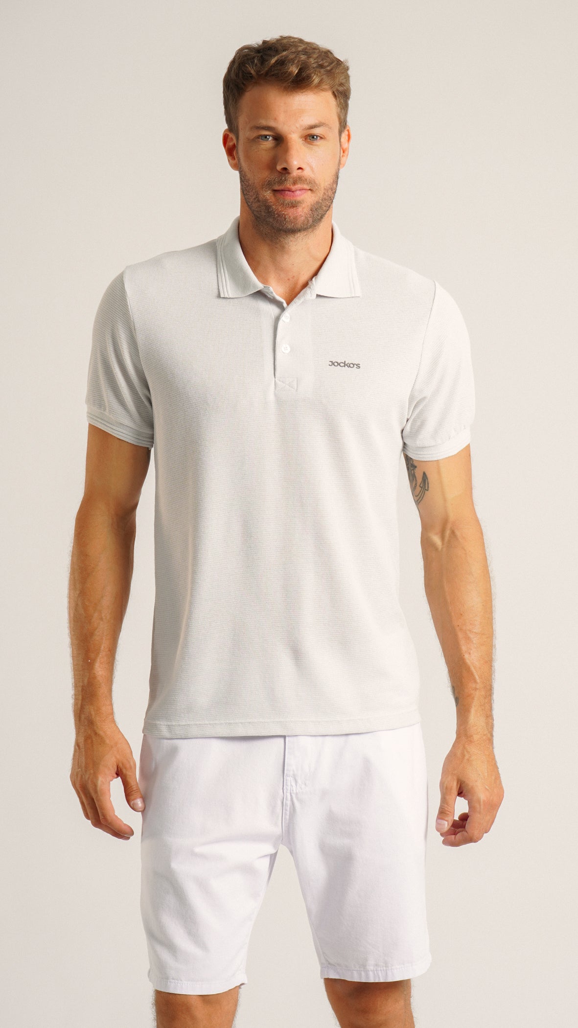 Camisa Polo Tricô Diamond - Gelo