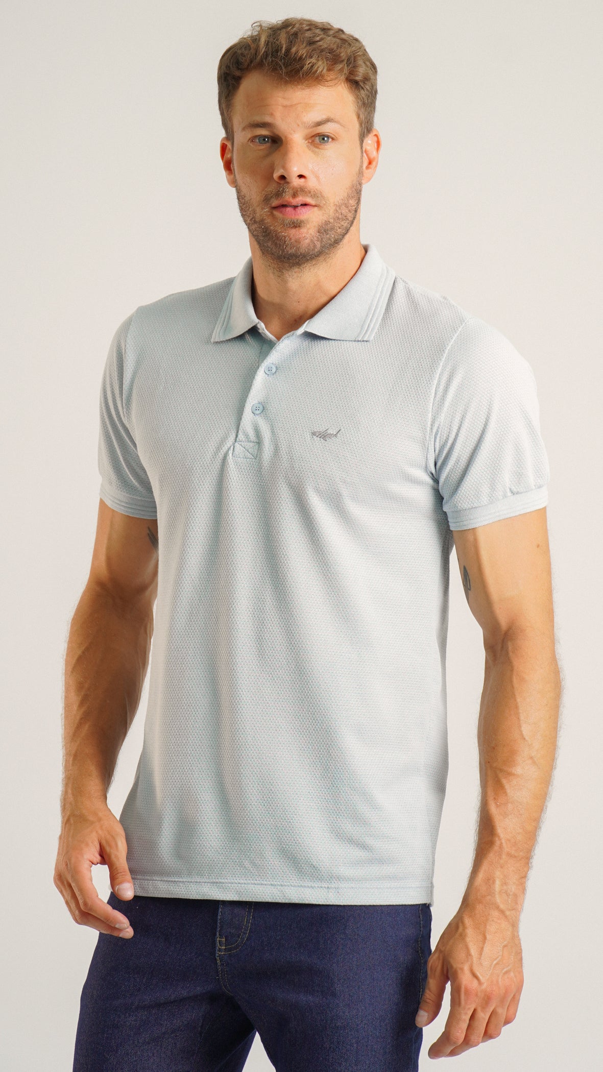 Camisa Polo Colmeia - Cinza