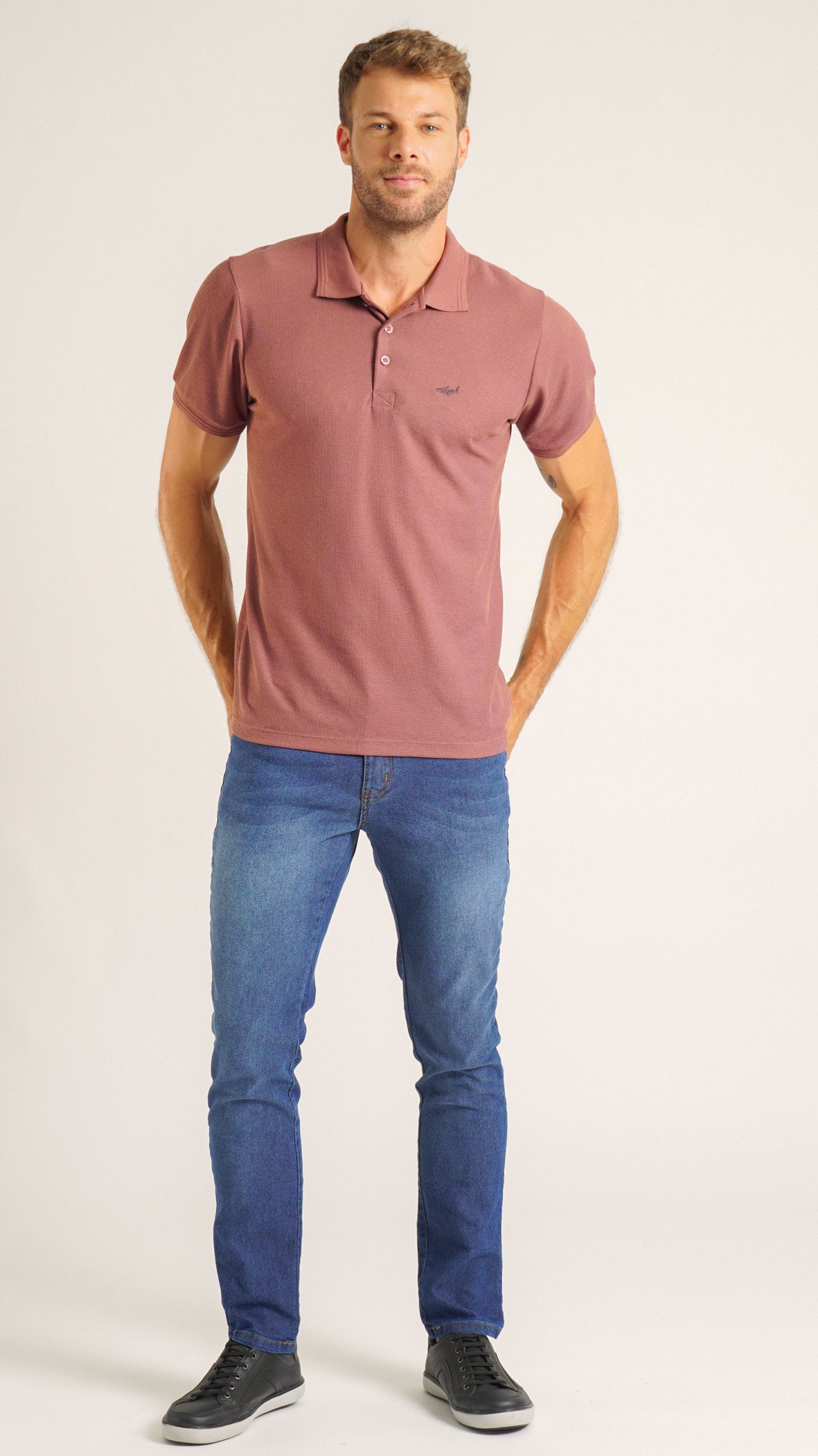 Camisa Polo Tricô Diamond - Rosê