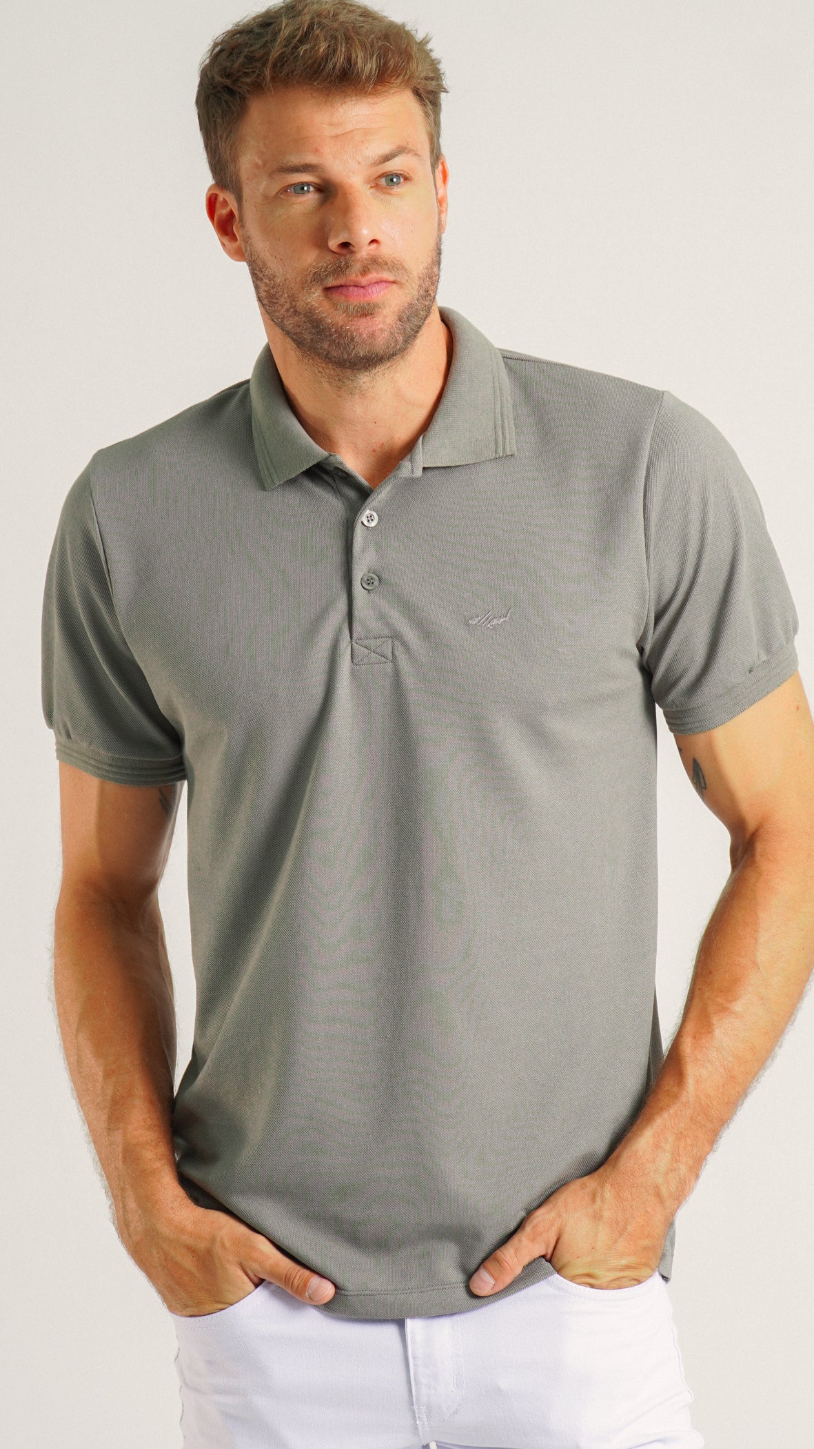 Camisa Polo Piquet - Cinza