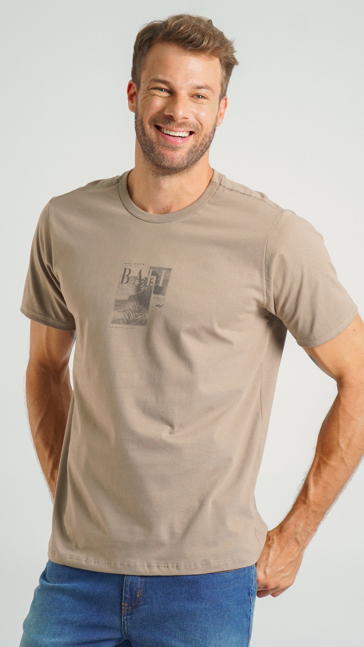 Camiseta Estampada Holiday - Caqui